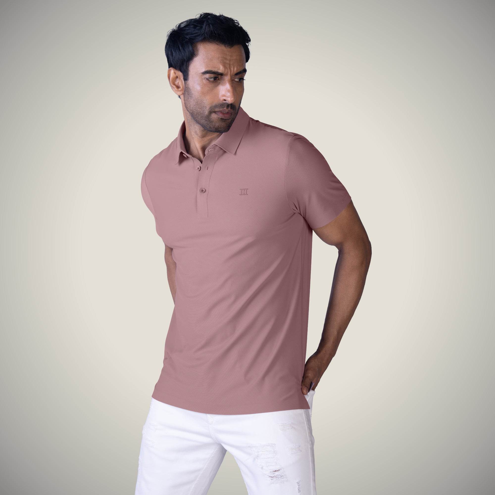 Hektor -Premium-Bonded- Open Button Polo - Pique T Shirt -Mens