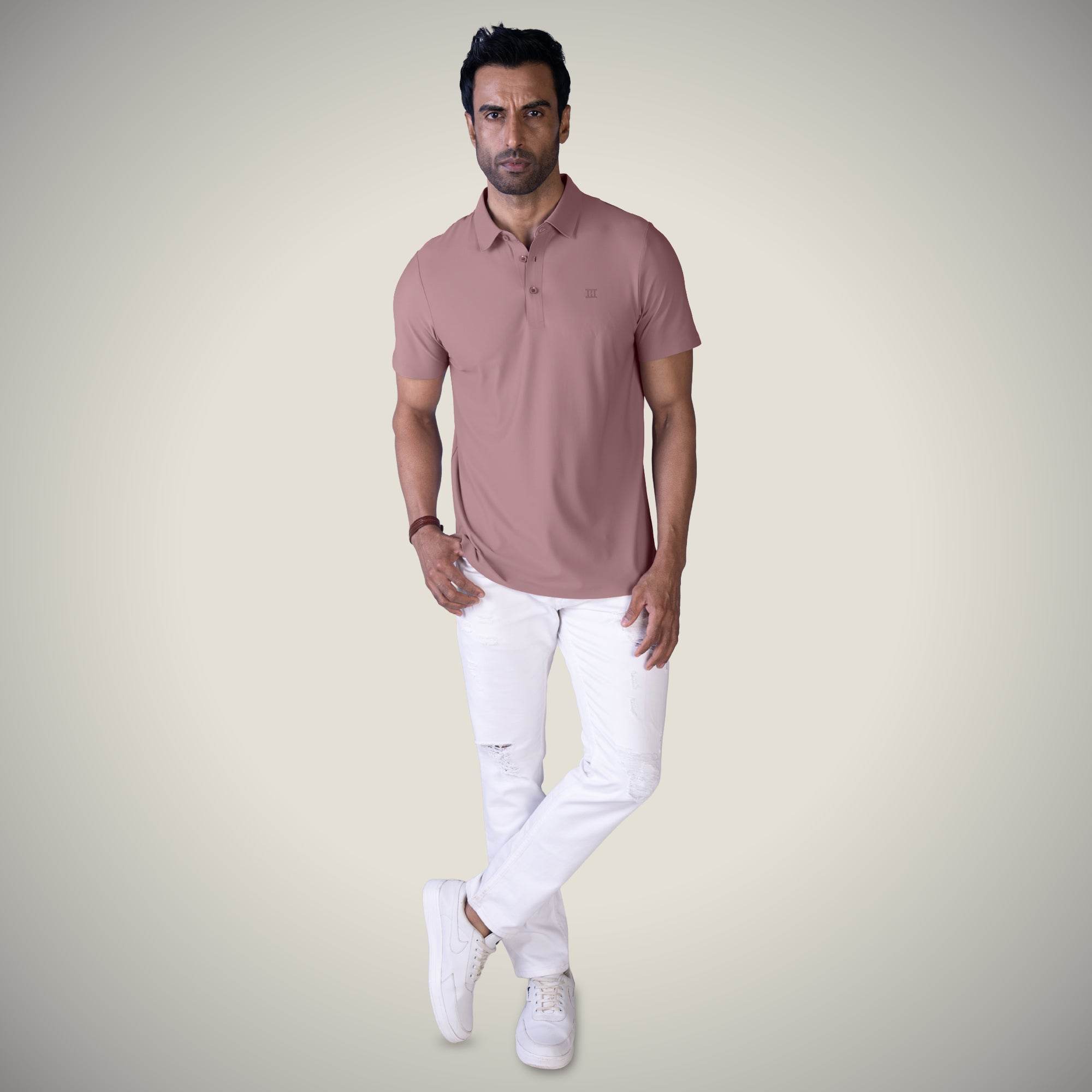 Hektor -Premium-Bonded- Open Button Polo - Pique T Shirt -Mens
