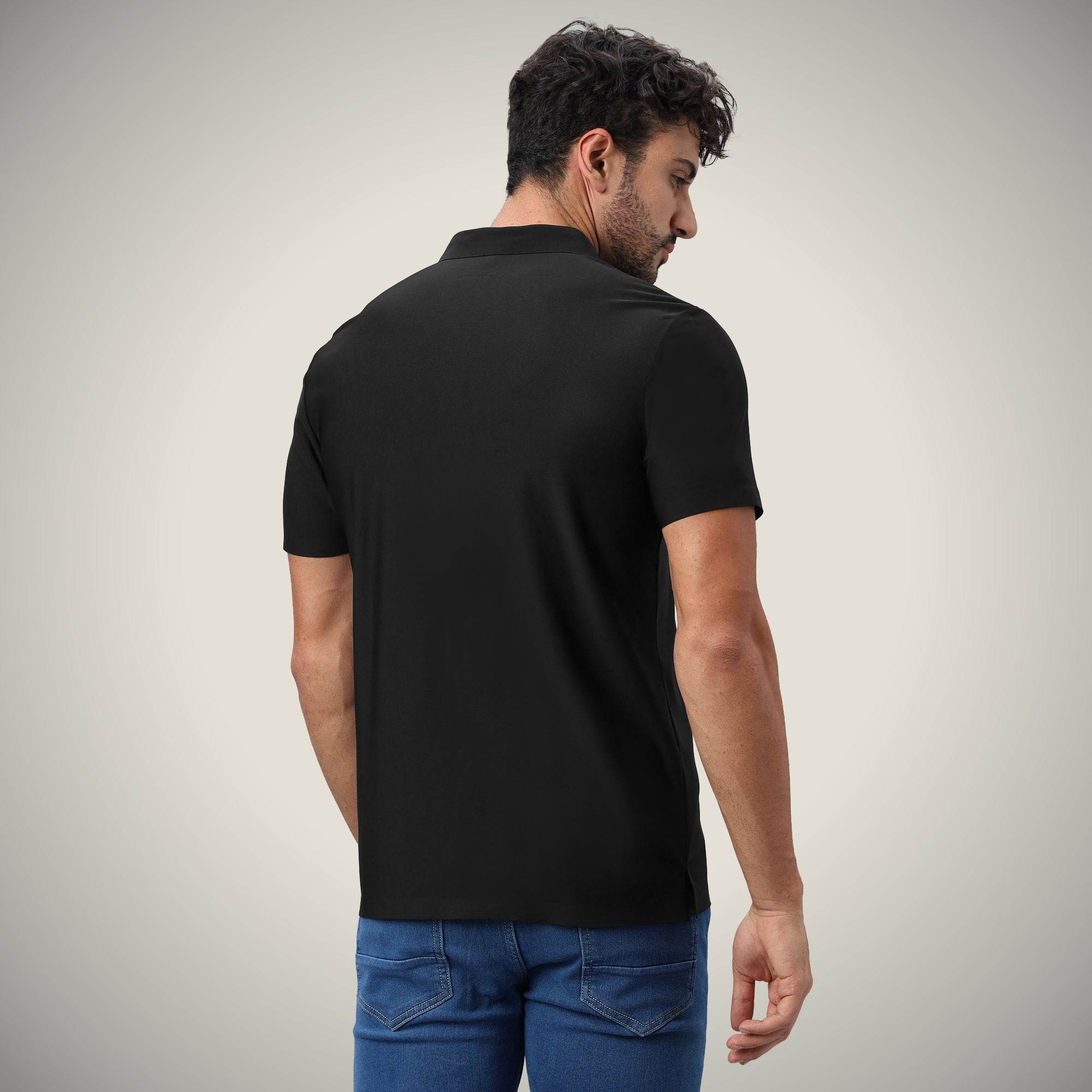 Hektor -Premium-Bonded- Open Button Polo - Pique T Shirt -Mens