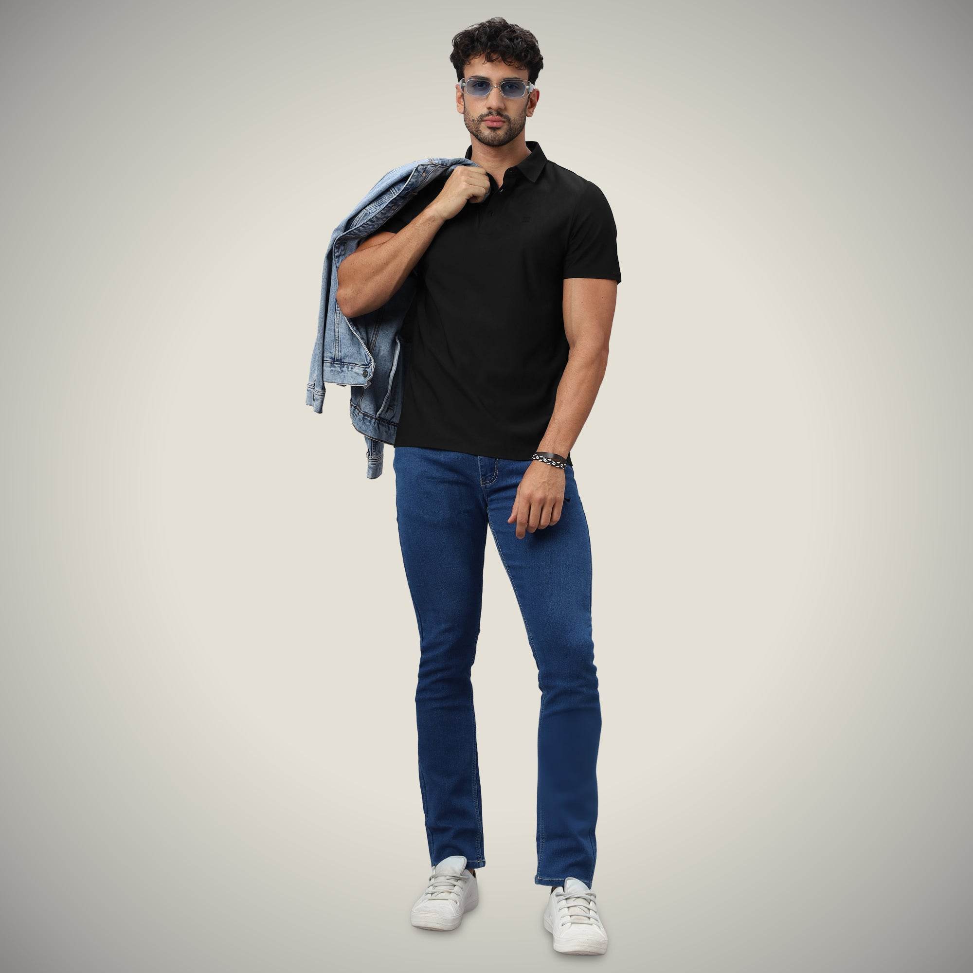 Hektor -Premium-Bonded- Open Button Polo - Pique T Shirt -Mens