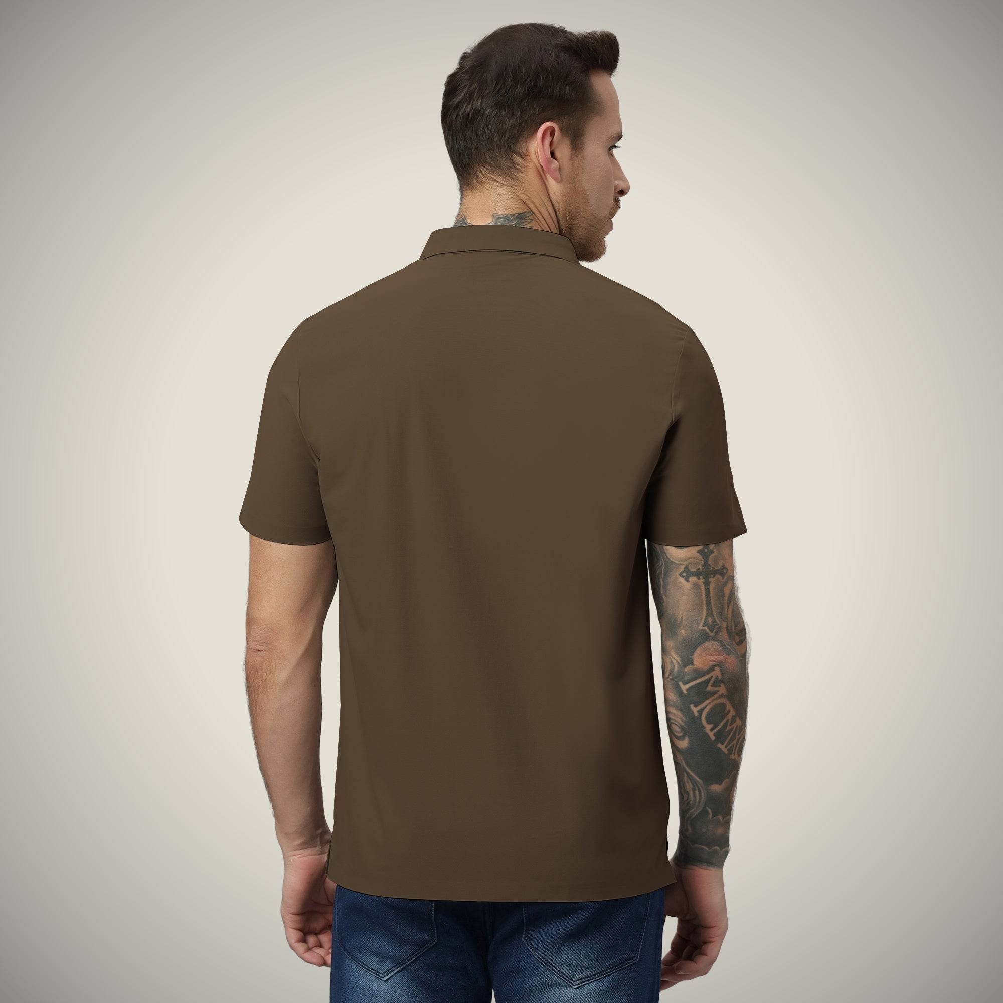 Hektor -Premium-Bonded- Open Button Polo - Pique T Shirt -Mens