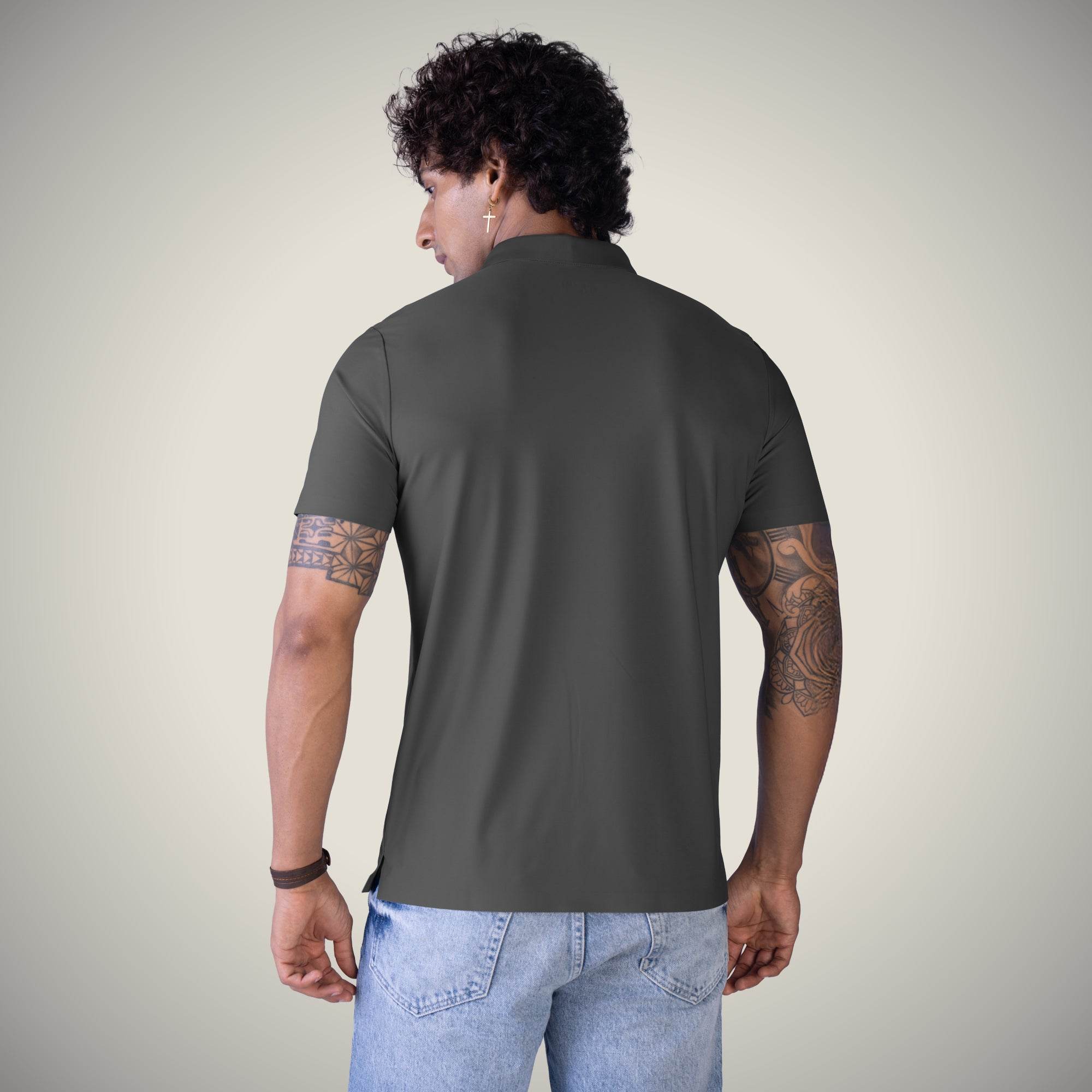 Hektor -Premium-Bonded- Open Button Polo - Pique T Shirt -Mens