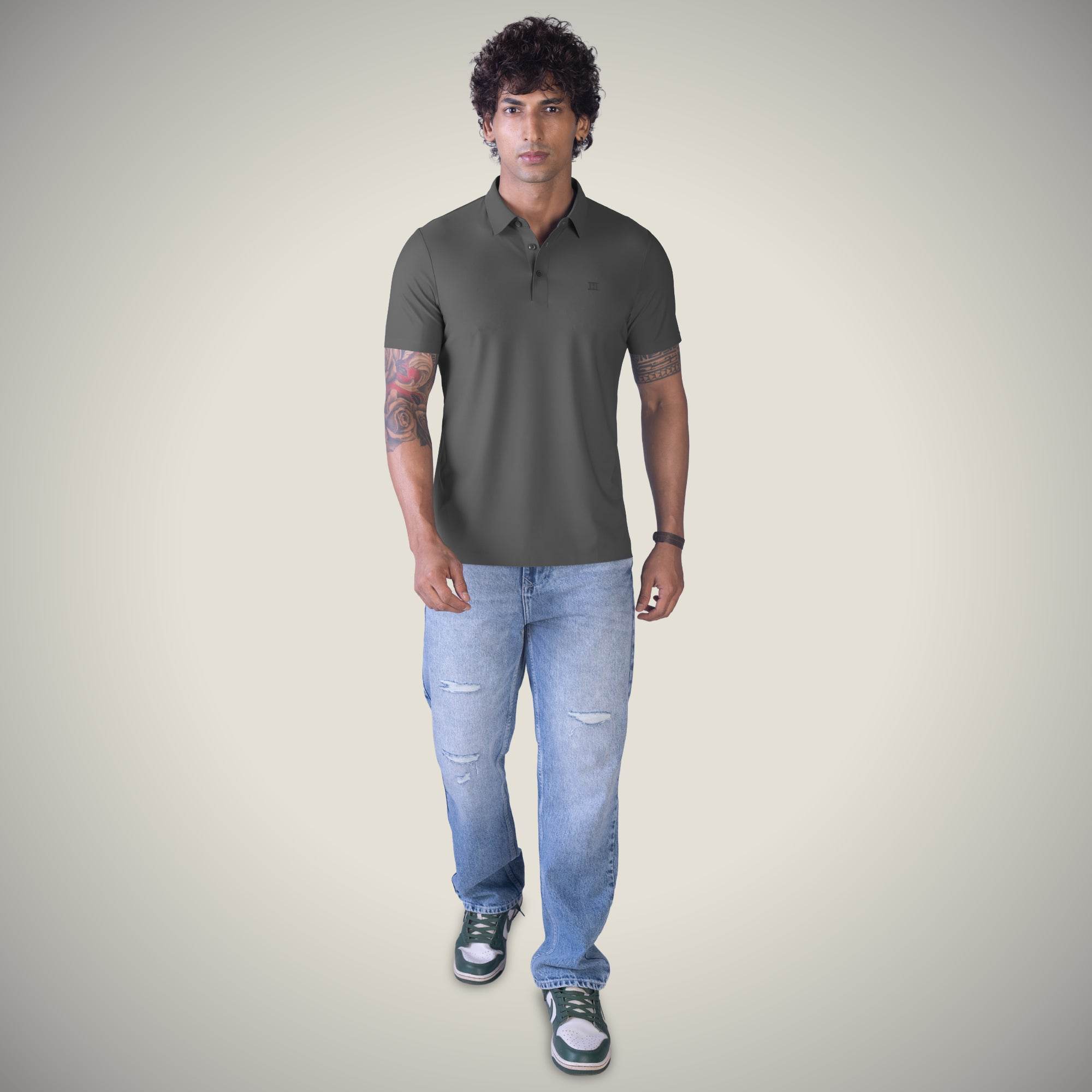 Hektor -Premium-Bonded- Open Button Polo - Pique T Shirt -Mens