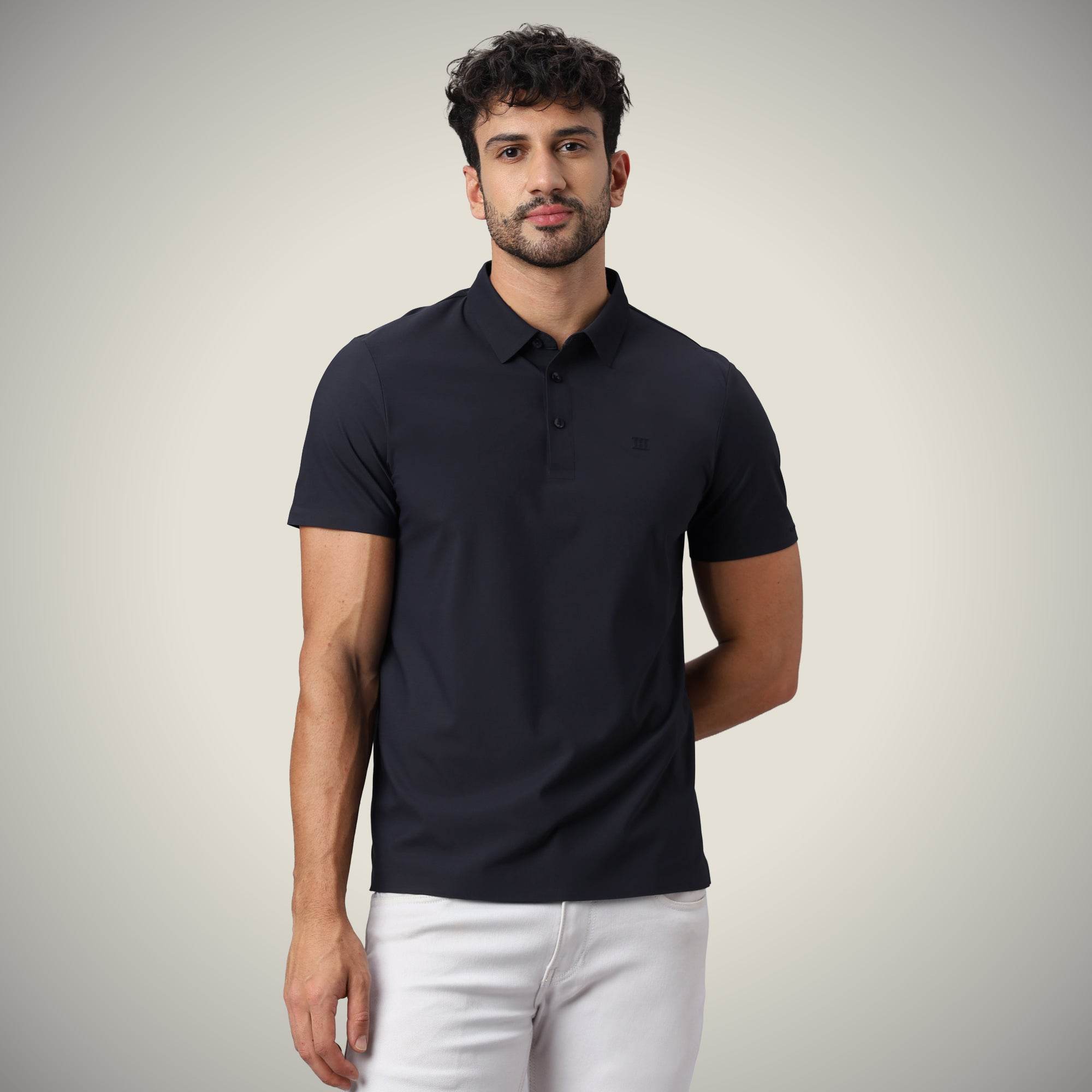 Hektor -Premium-Bonded- Open Button Polo - Pique T Shirt -Mens