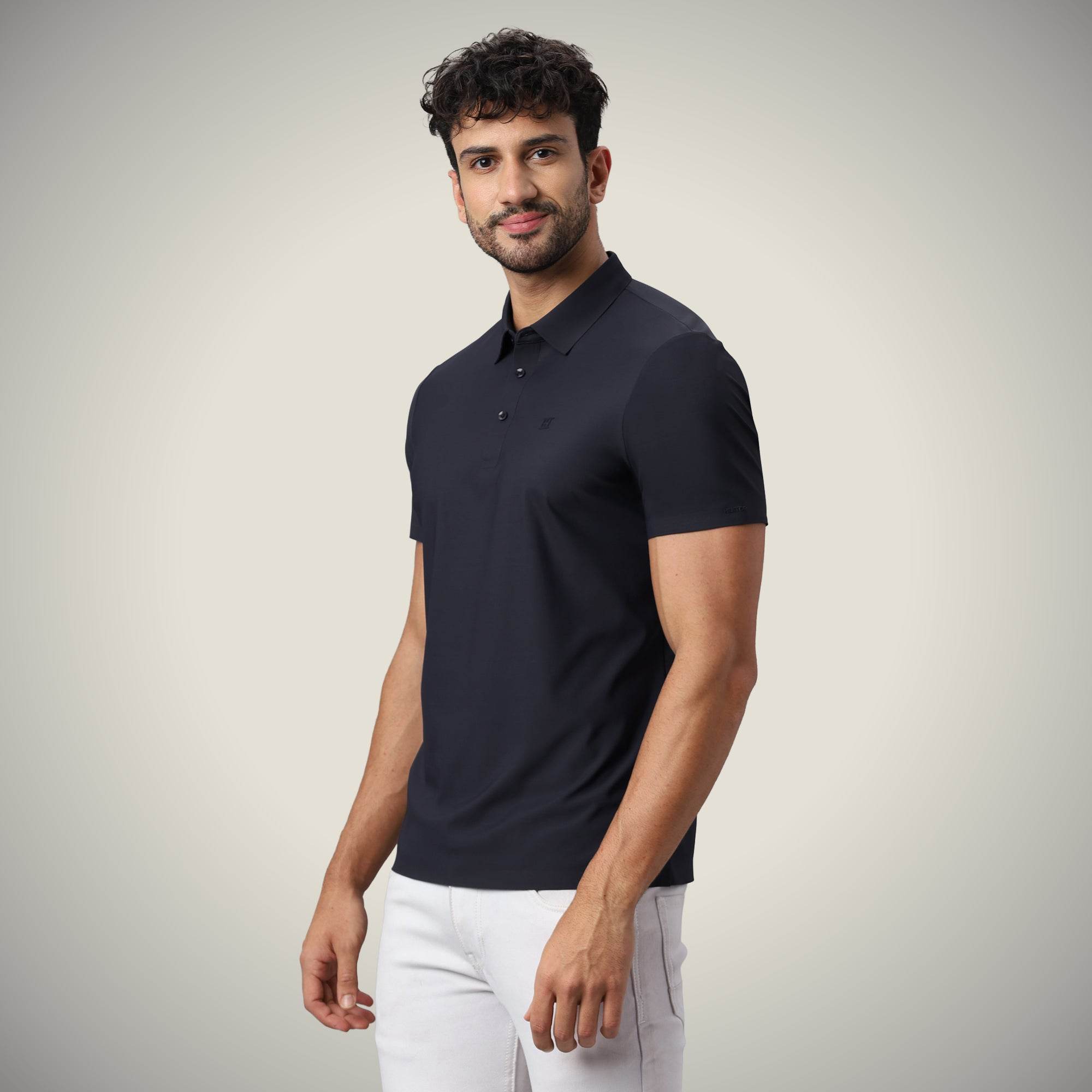 Hektor -Premium-Bonded- Open Button Polo - Pique T Shirt -Mens