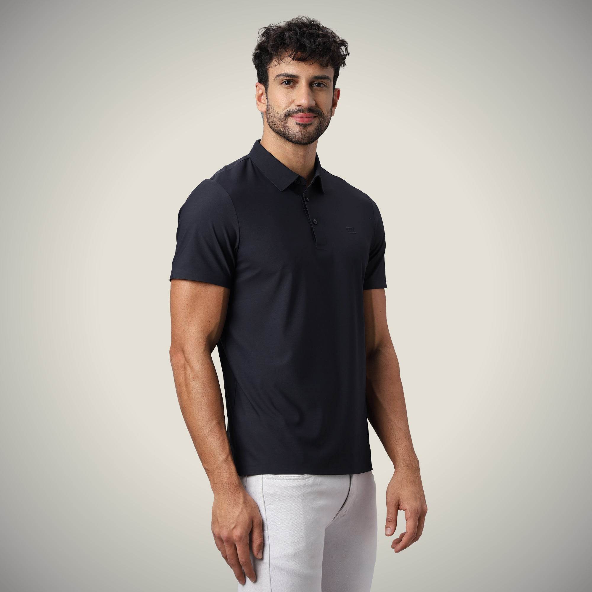 Hektor -Premium-Bonded- Open Button Polo - Pique T Shirt -Mens