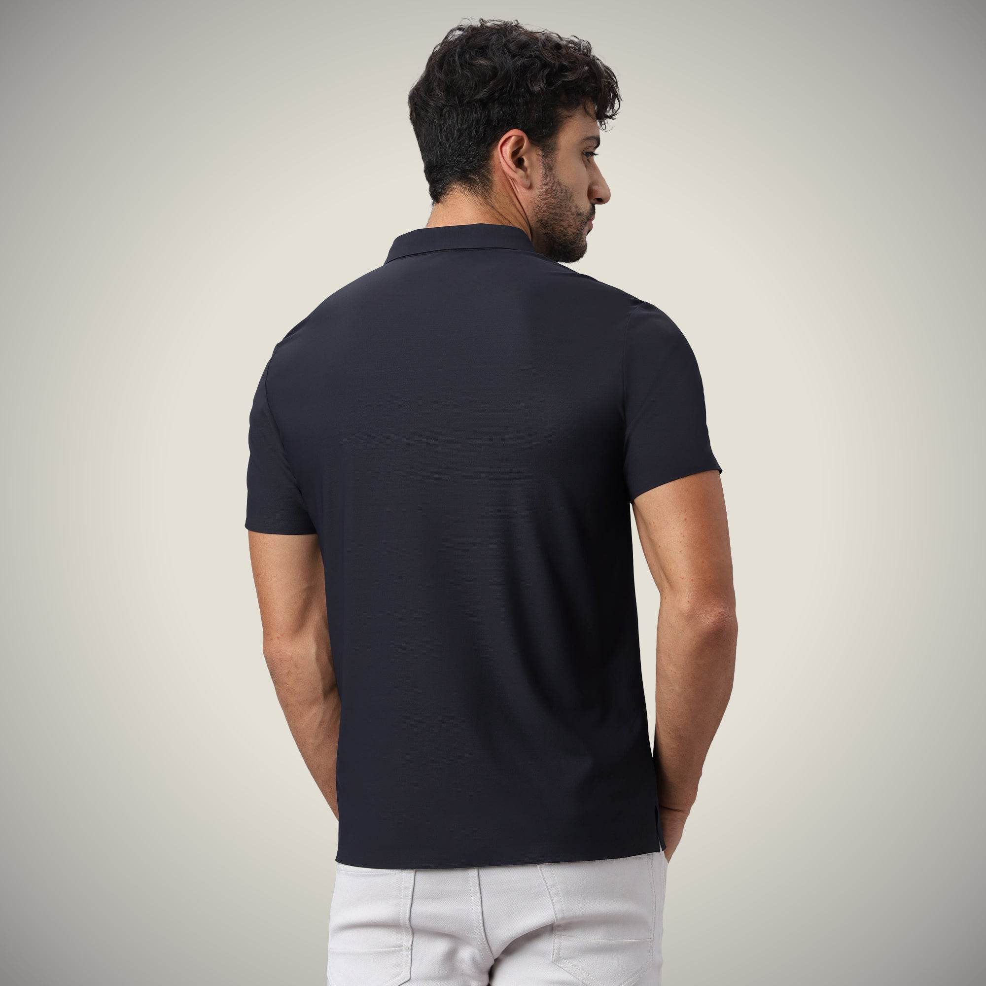 Hektor -Premium-Bonded- Open Button Polo - Pique T Shirt -Mens