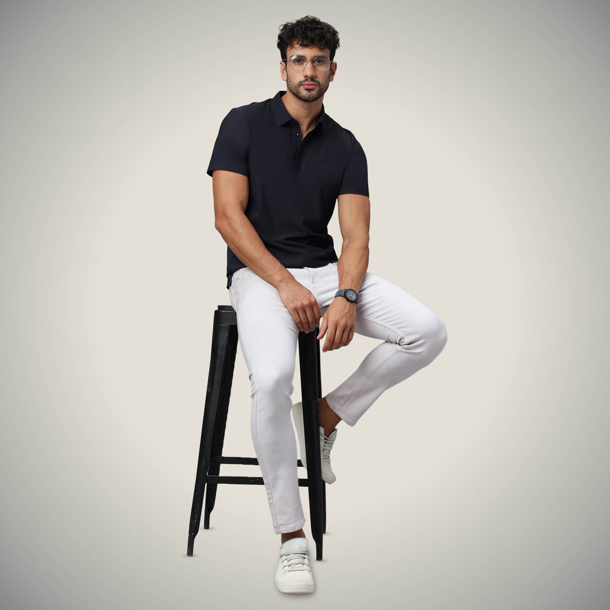 Hektor -Premium-Bonded- Open Button Polo - Pique T Shirt -Mens