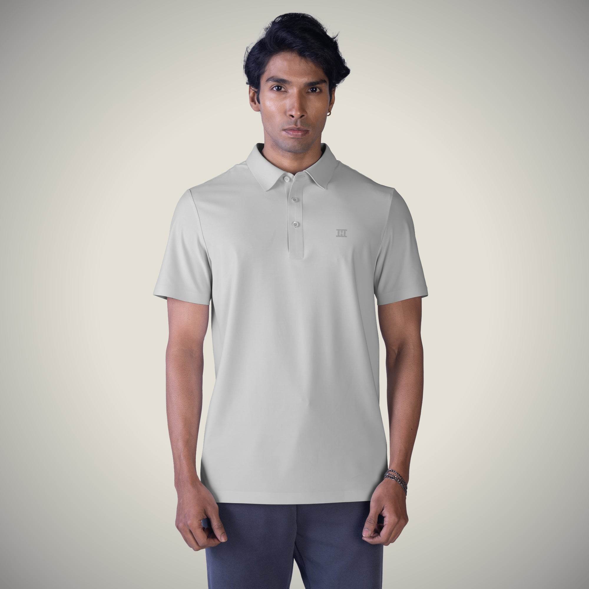 Hektor -Premium-Bonded- Open Button Polo - Pique T Shirt -Mens
