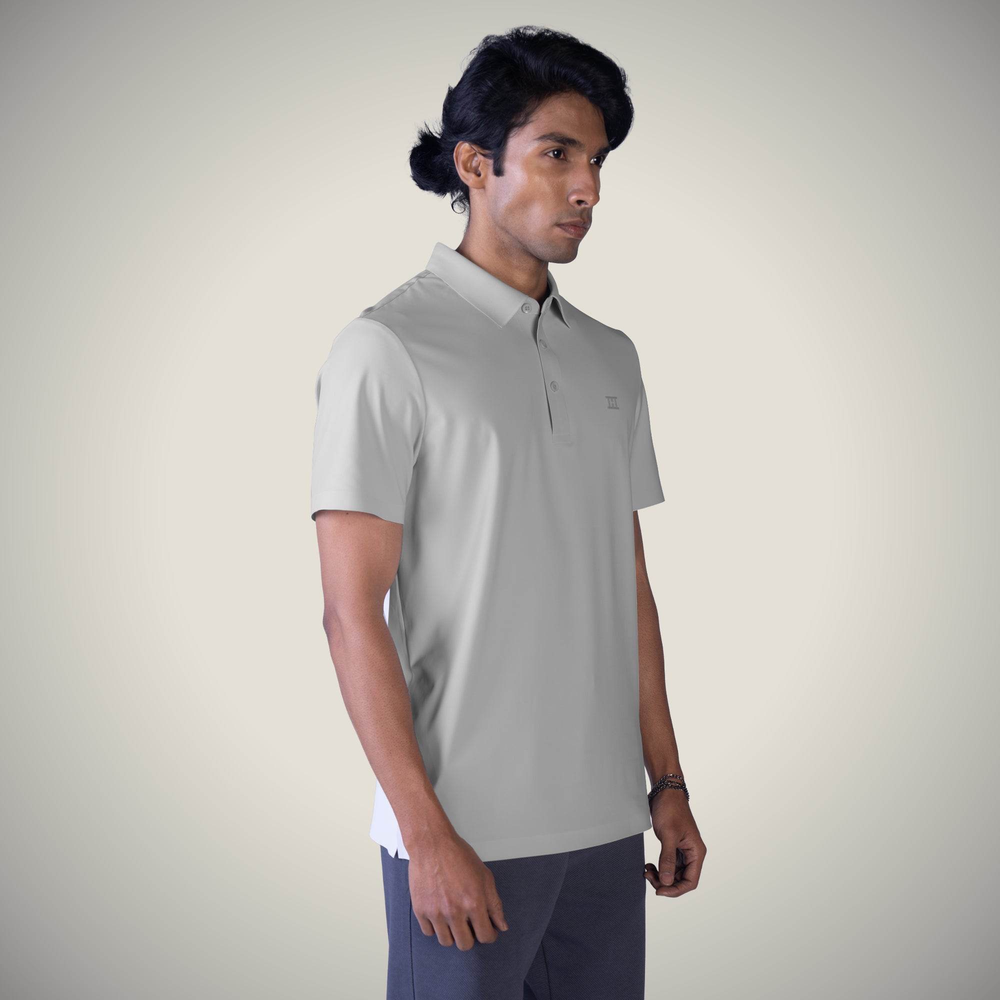 Hektor -Premium-Bonded- Open Button Polo - Pique T Shirt -Mens