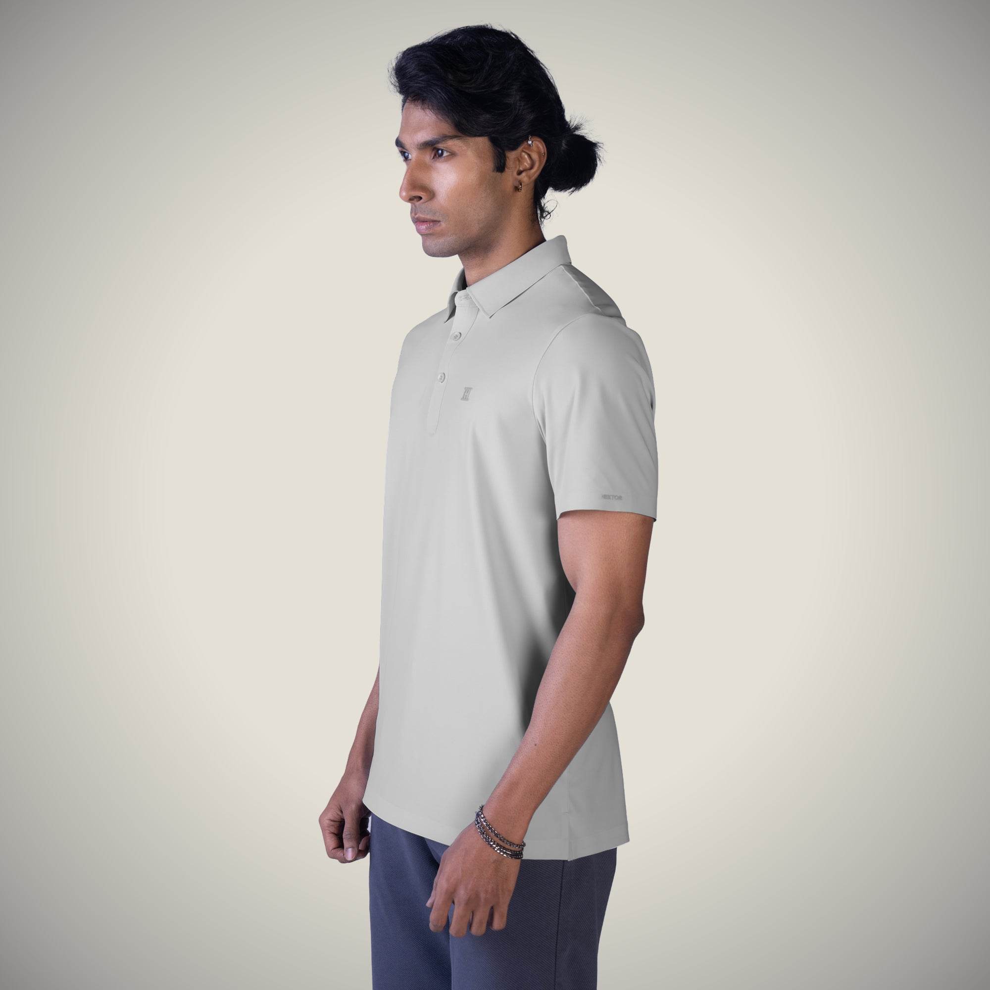 Hektor -Premium-Bonded- Open Button Polo - Pique T Shirt -Mens