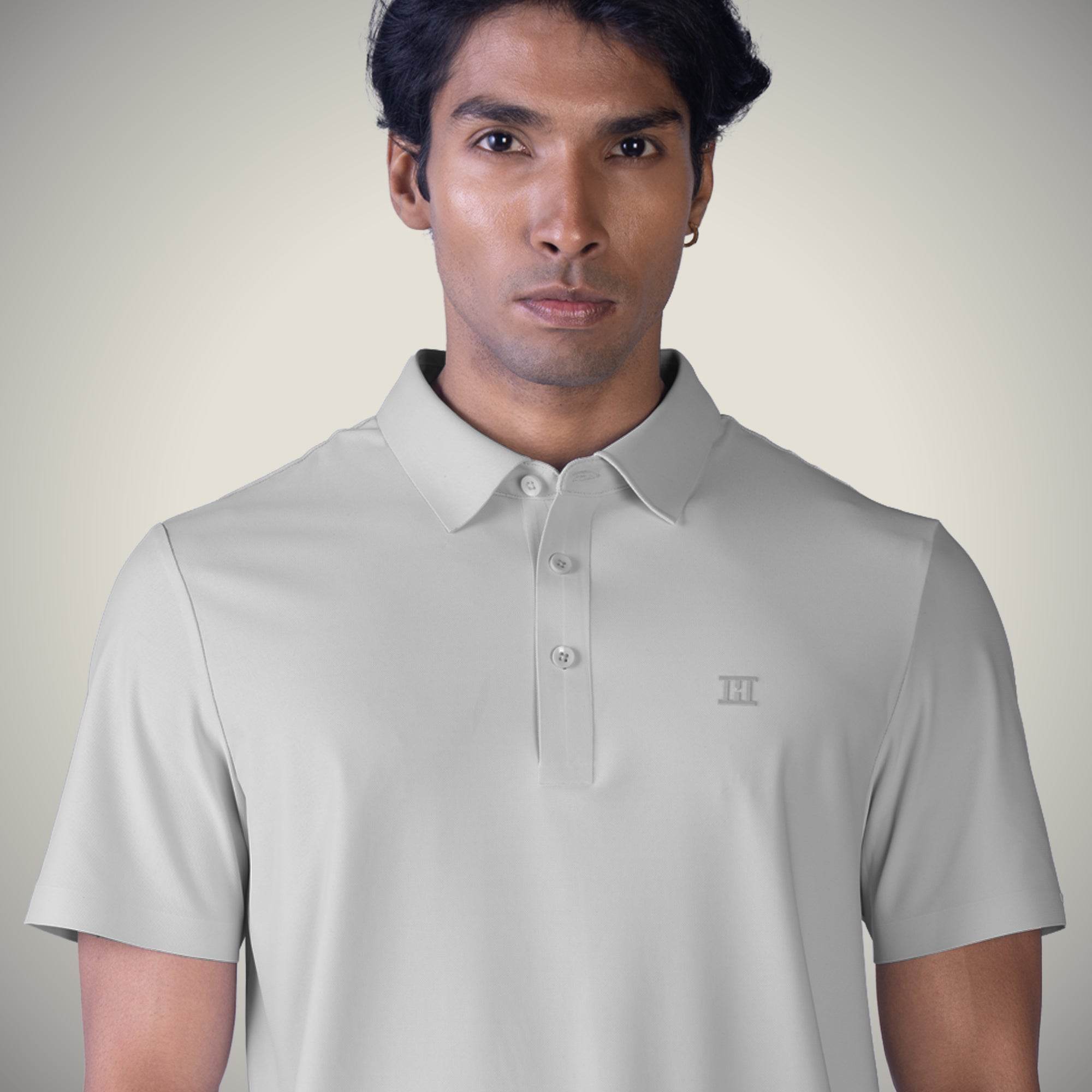 Hektor -Premium-Bonded- Open Button Polo - Pique T Shirt -Mens