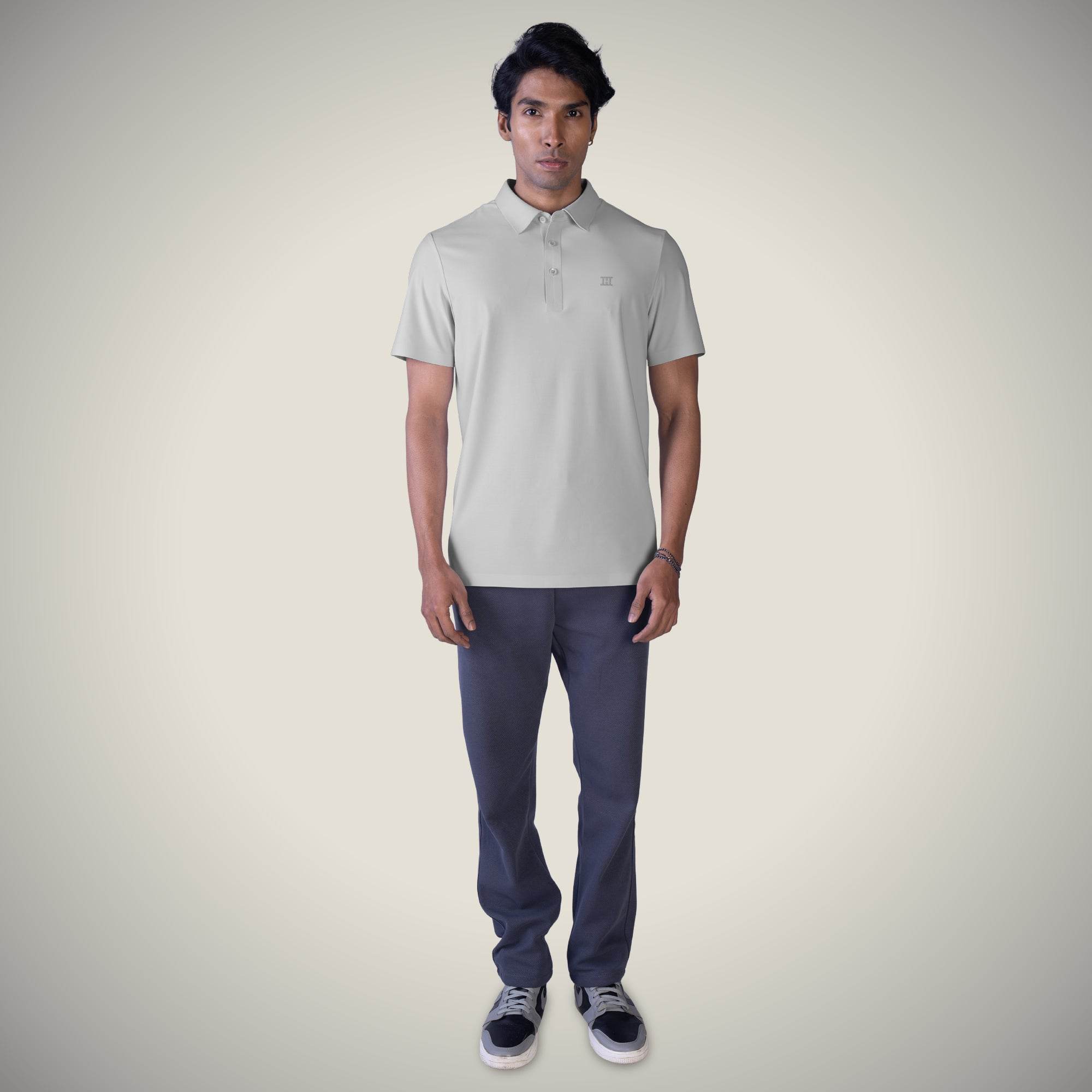 Hektor -Premium-Bonded- Open Button Polo - Pique T Shirt -Mens