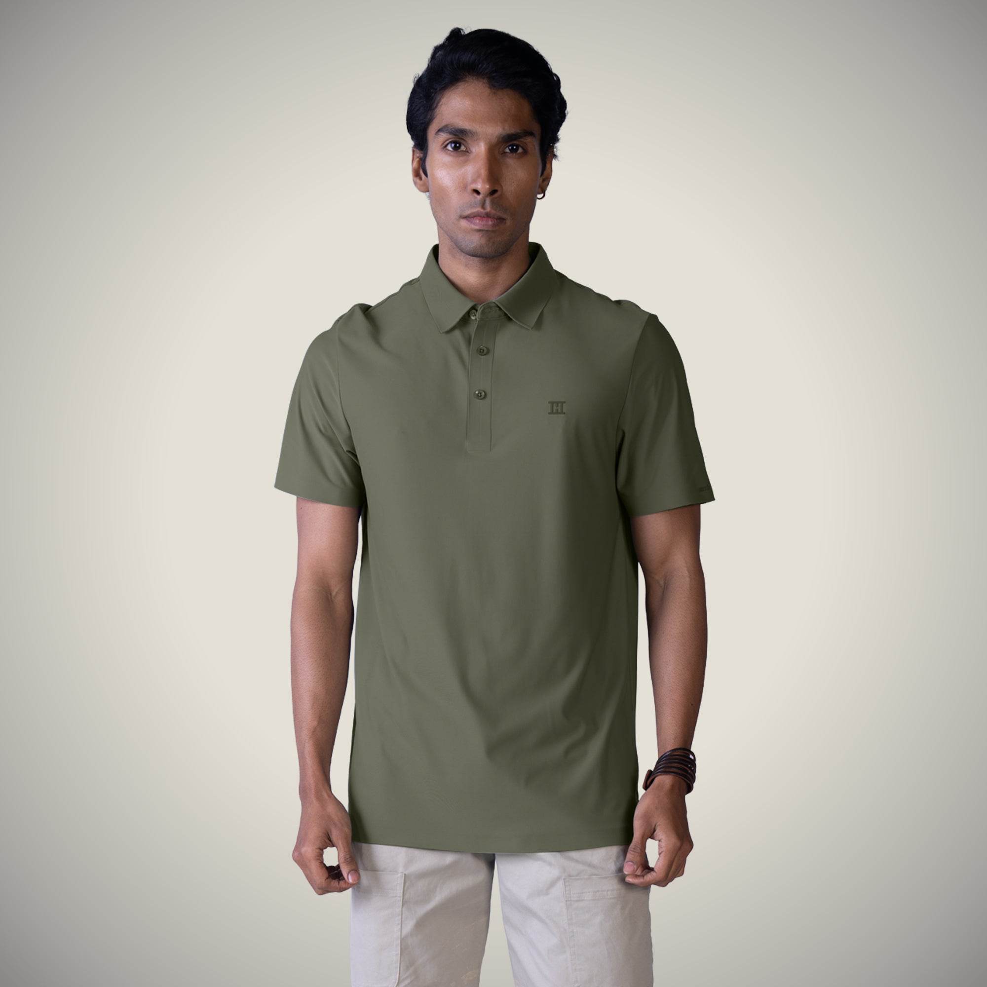 Hektor -Premium-Bonded- Open Button Polo - Pique T Shirt -Mens