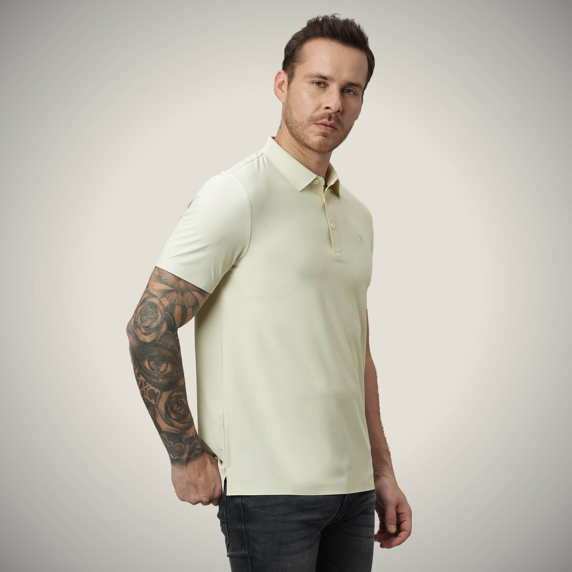 Hektor -Premium-Bonded- Open Button Polo - Pique T Shirt -Mens