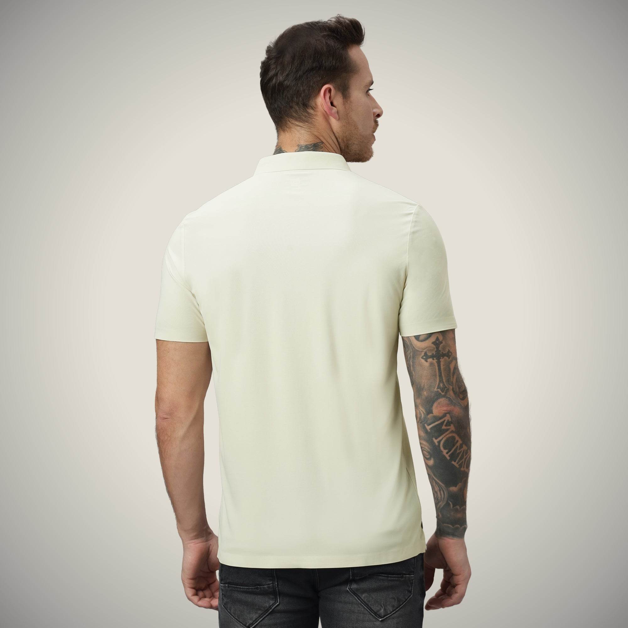 Hektor -Premium-Bonded- Open Button Polo - Pique T Shirt -Mens