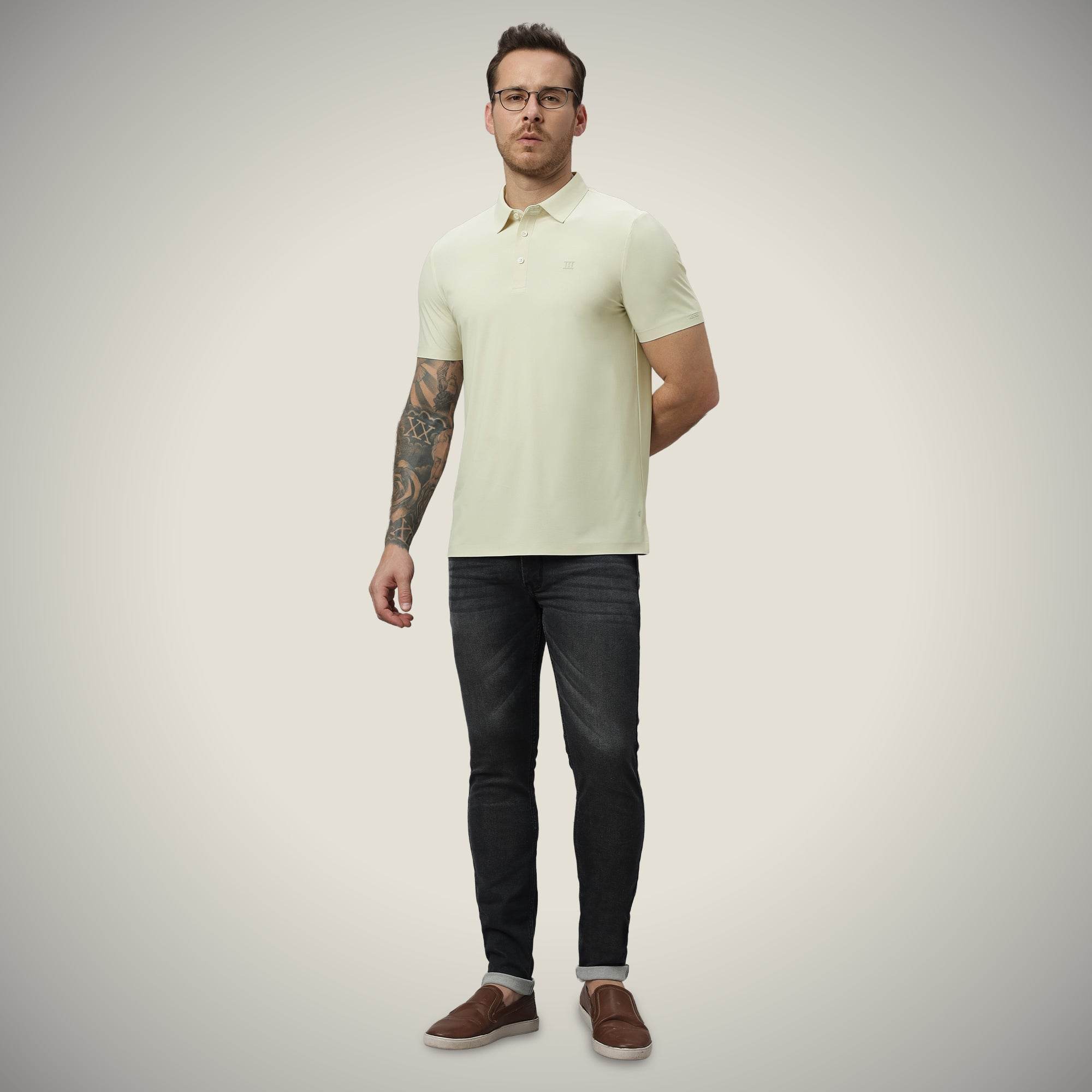 Hektor -Premium-Bonded- Open Button Polo - Pique T Shirt -Mens