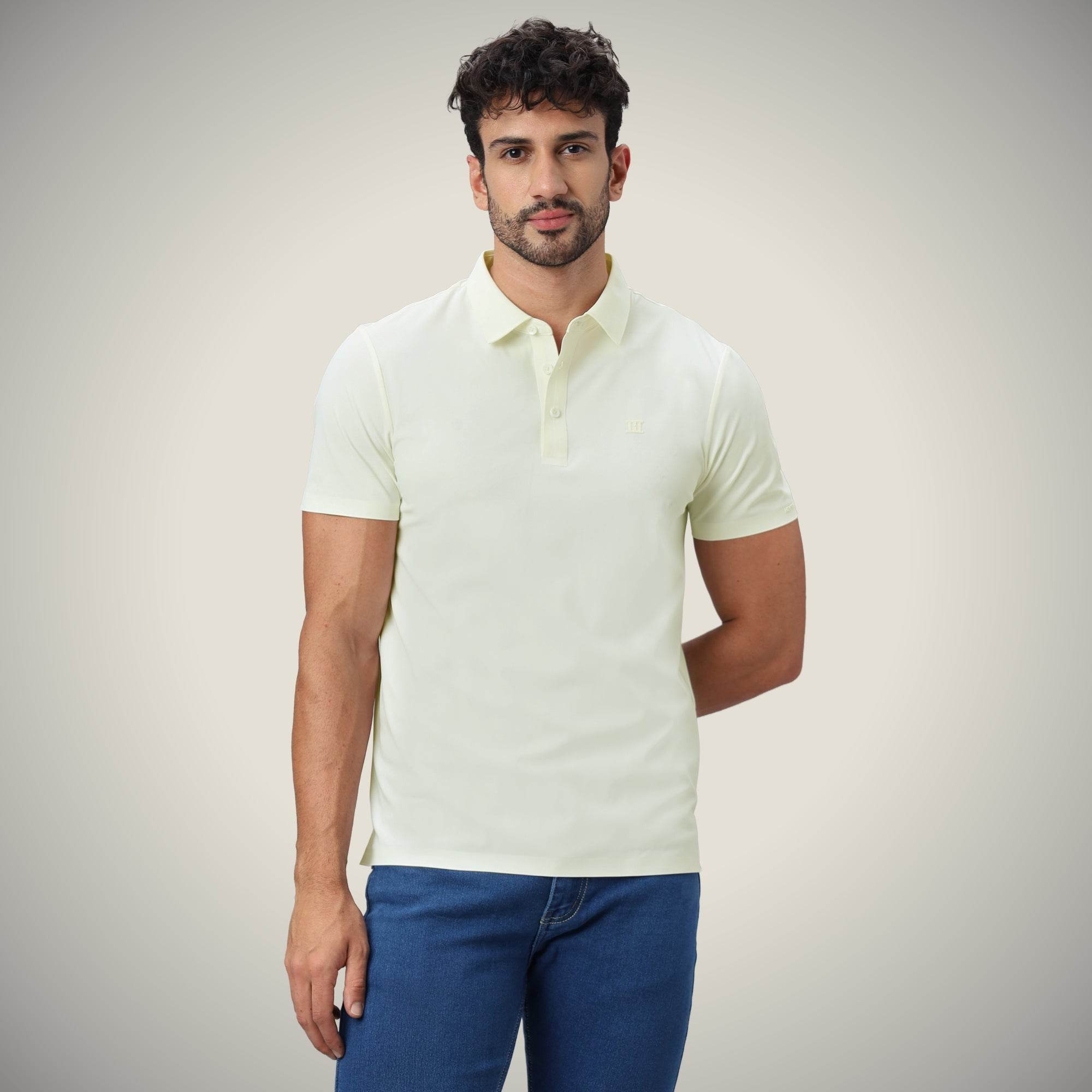 Hektor -Premium-Bonded- Open Button Polo - Pique T Shirt -Mens