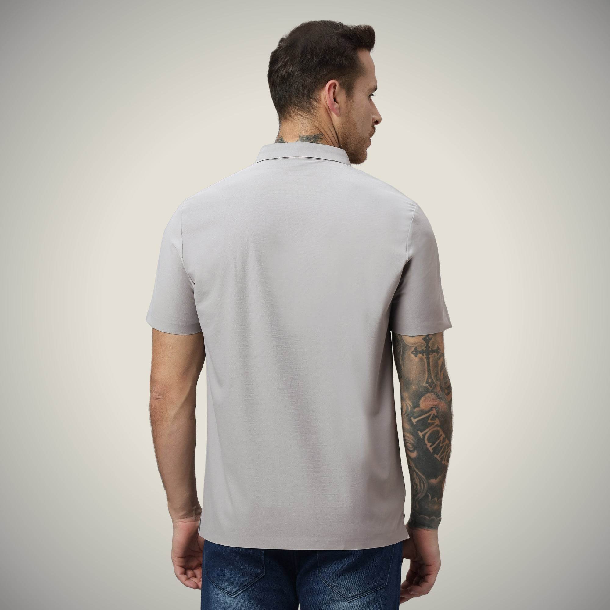 Hektor -Premium-Bonded- Open Button Polo - Pique T Shirt -Mens