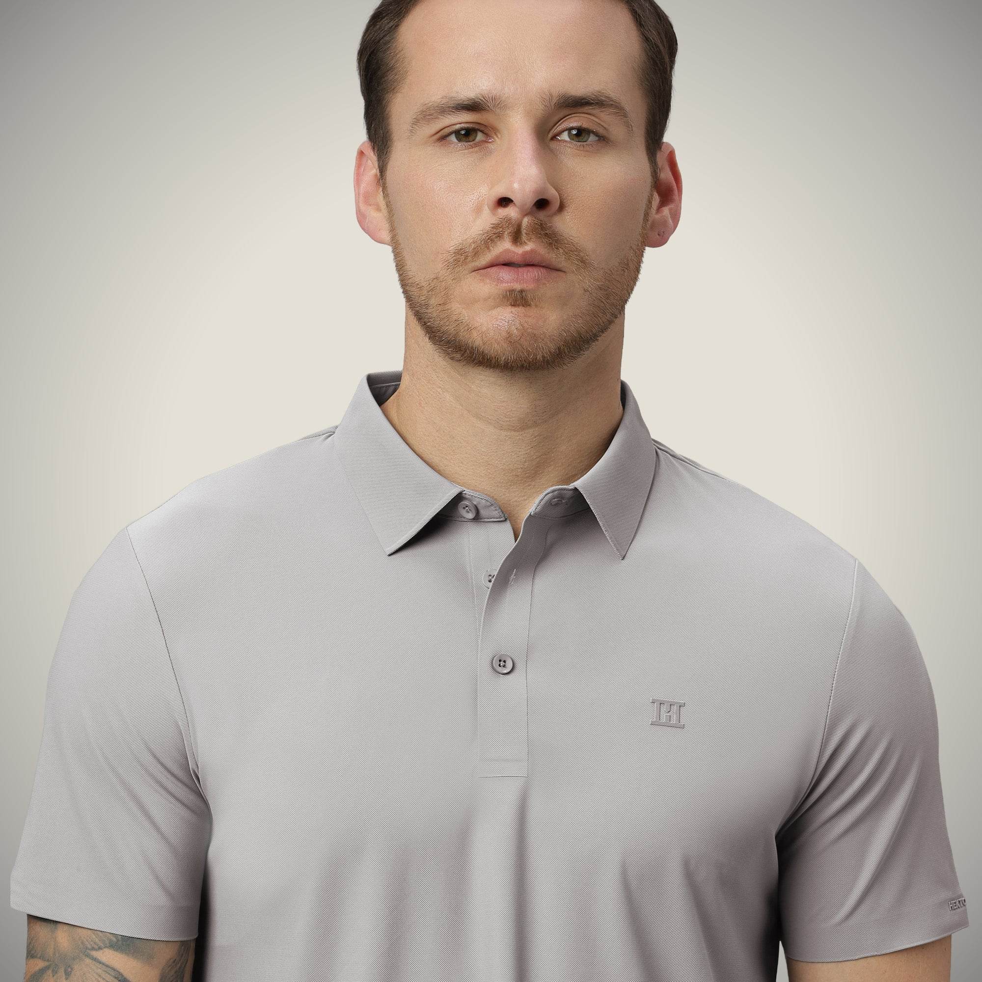 Hektor -Premium-Bonded- Open Button Polo - Pique T Shirt -Mens