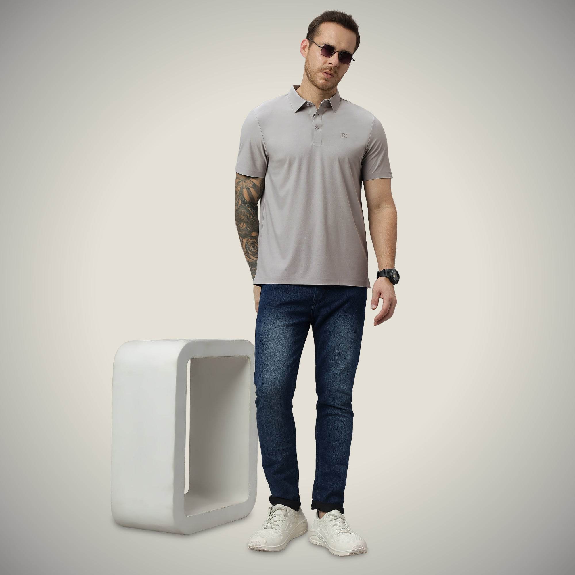 Hektor -Premium-Bonded- Open Button Polo - Pique T Shirt -Mens