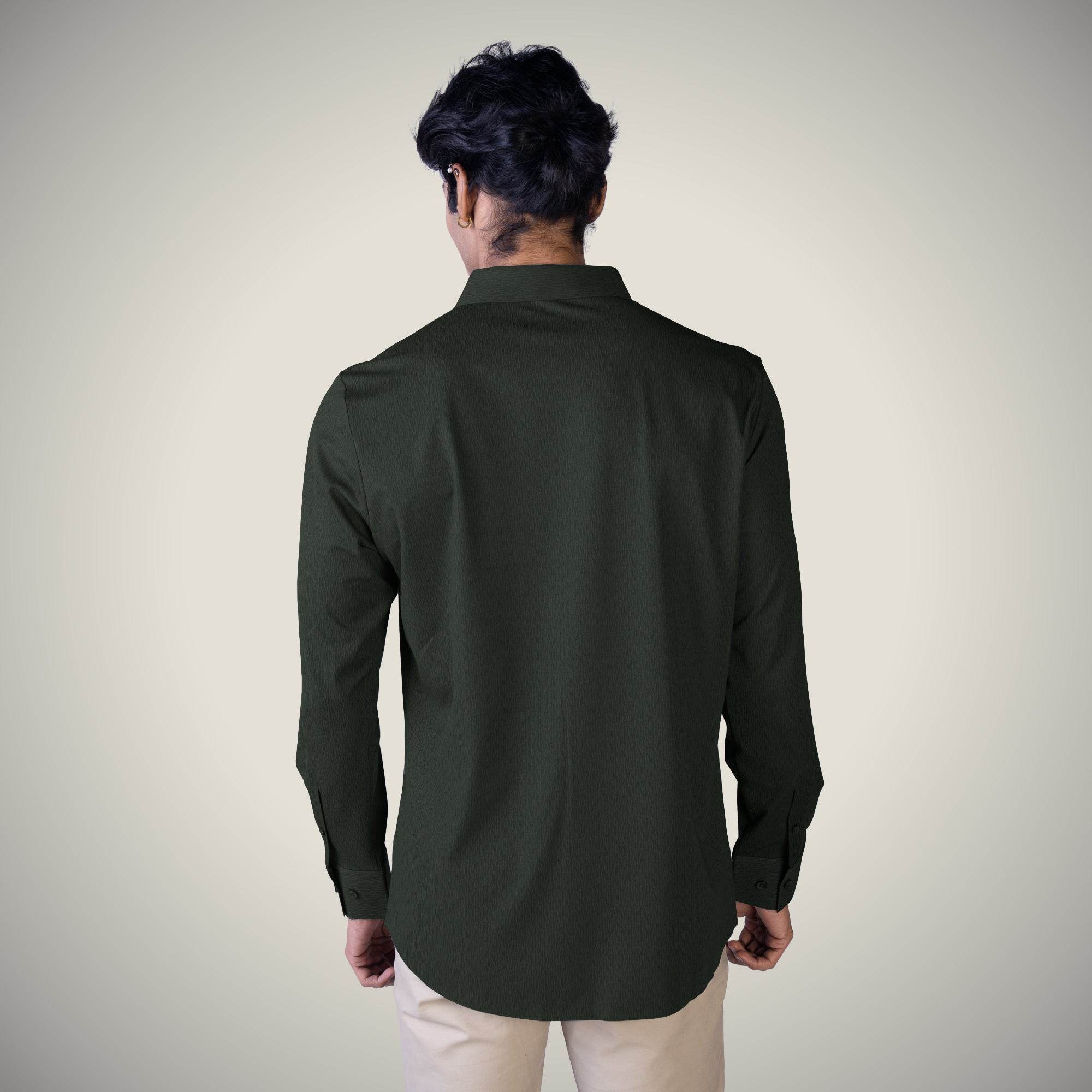Hektor -Premium-Bonded- Open Button Shirt - Long Sleeve - Thick Thin Jacquard -Mens