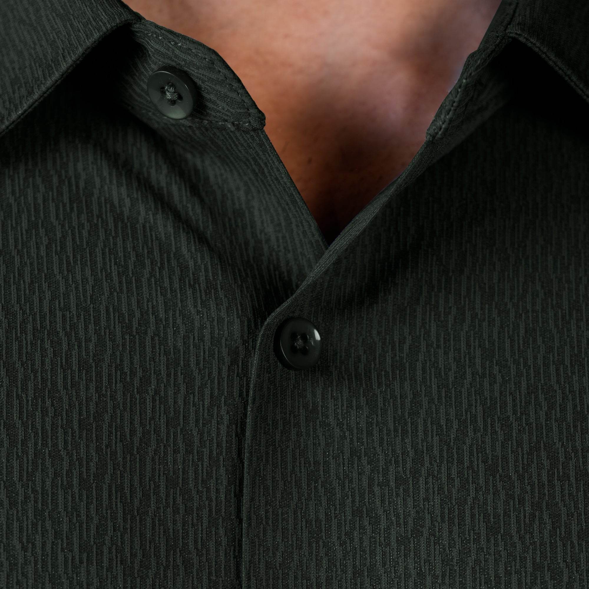 Hektor -Premium-Bonded- Open Button Shirt - Long Sleeve - Thick Thin Jacquard -Mens