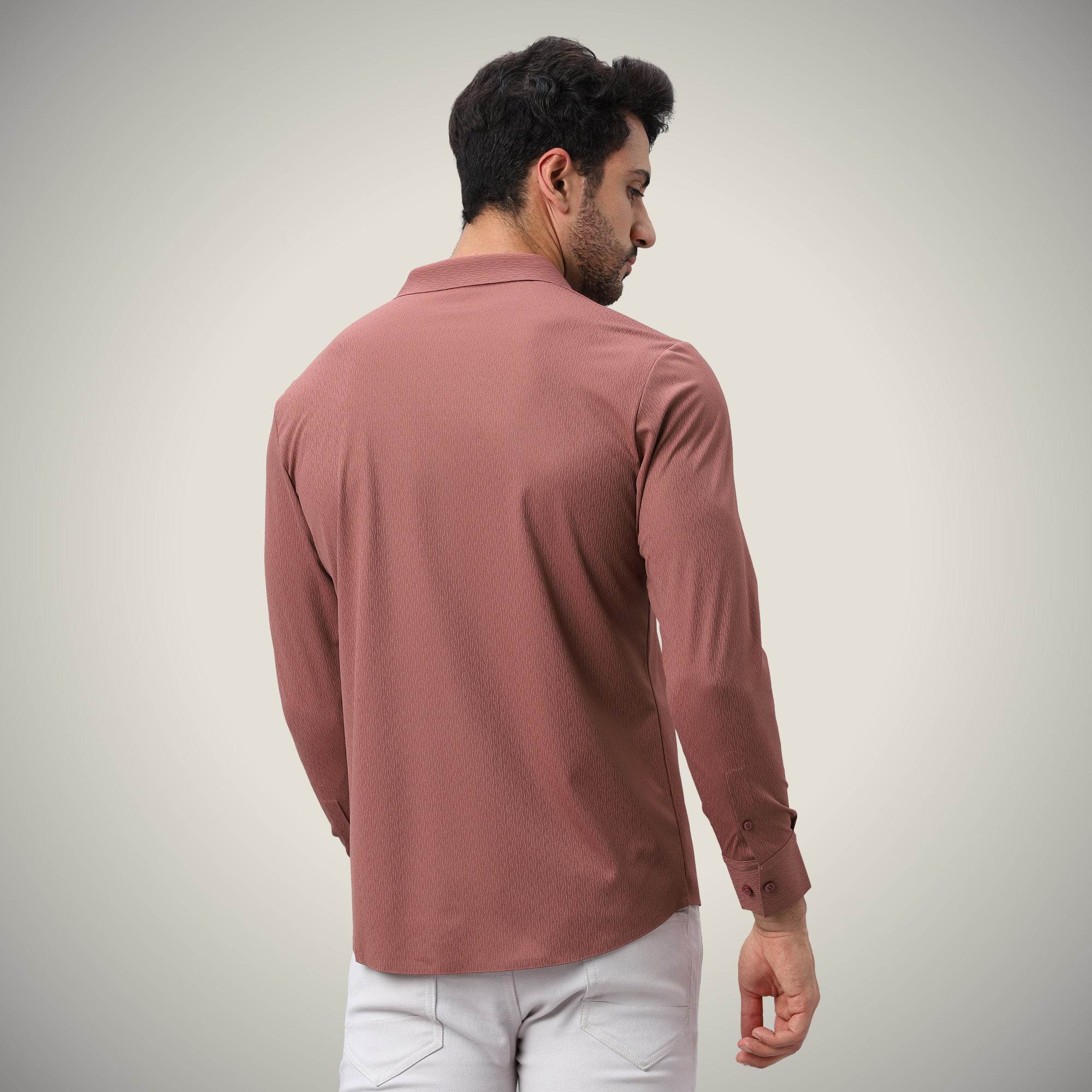 Hektor -Premium-Bonded- Open Button Shirt - Long Sleeve - Thick Thin Jacquard -Mens