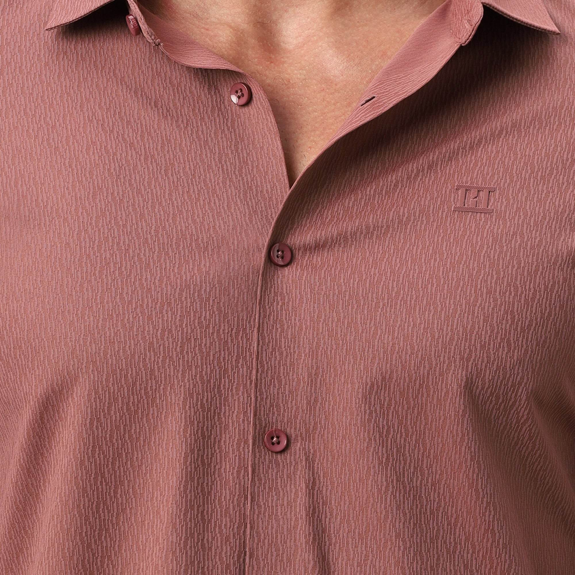 Hektor -Premium-Bonded- Open Button Shirt - Long Sleeve - Thick Thin Jacquard -Mens