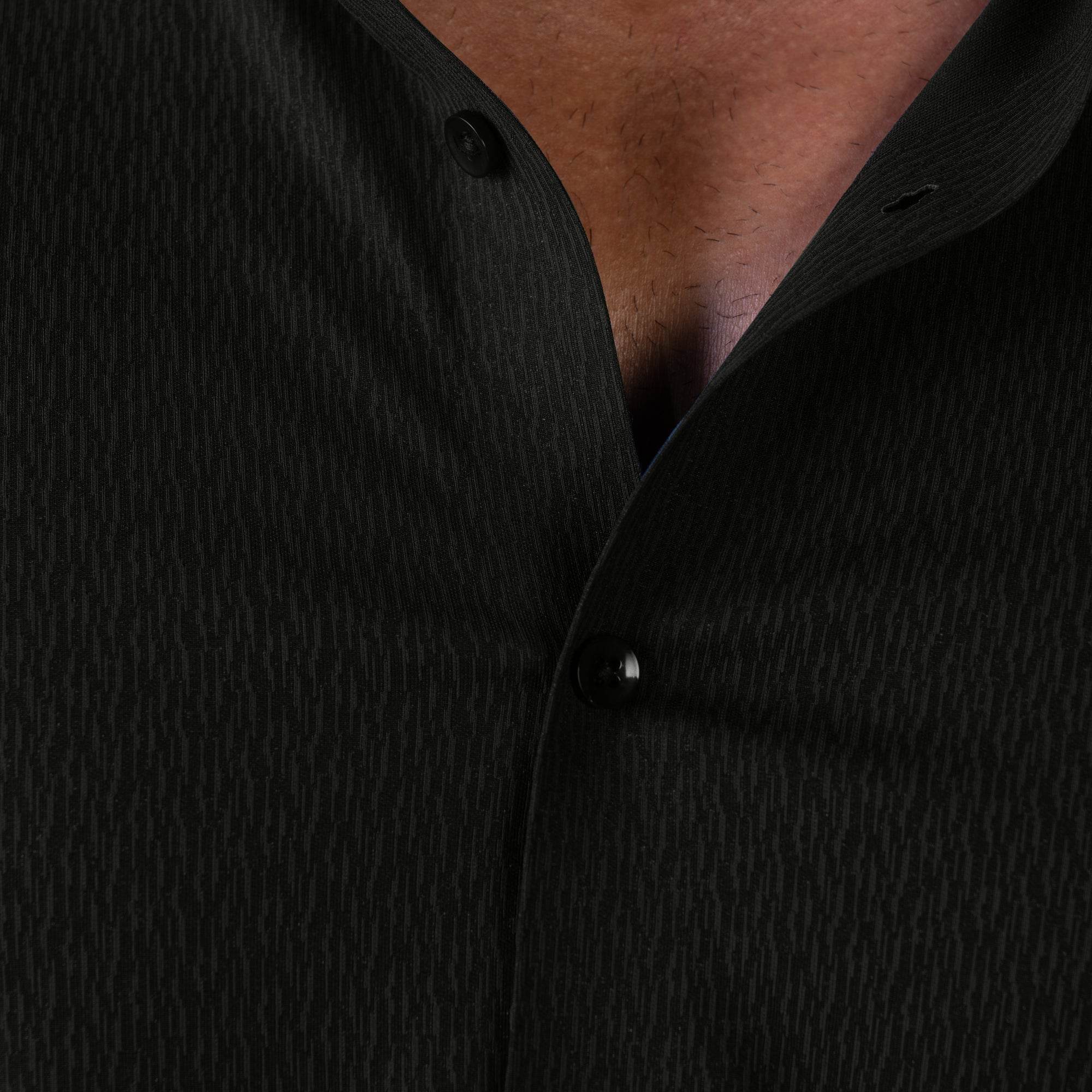 Hektor -Premium-Bonded- Open Button Shirt - Long Sleeve - Thick Thin Jacquard -Mens