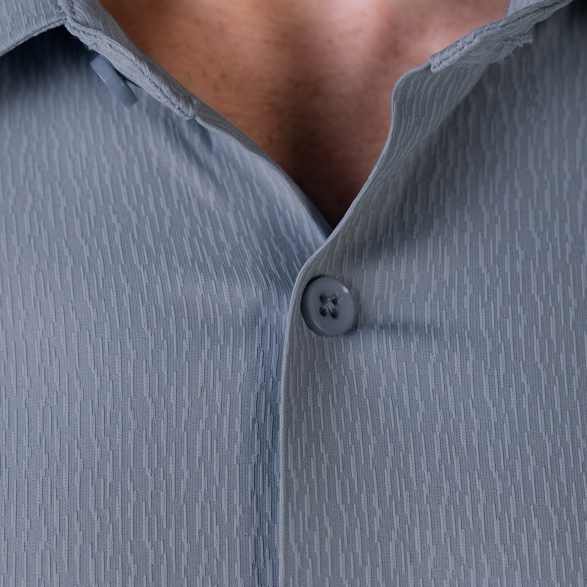 Hektor -Premium-Bonded- Open Button Shirt - Long Sleeve - Thick Thin Jacquard -Mens