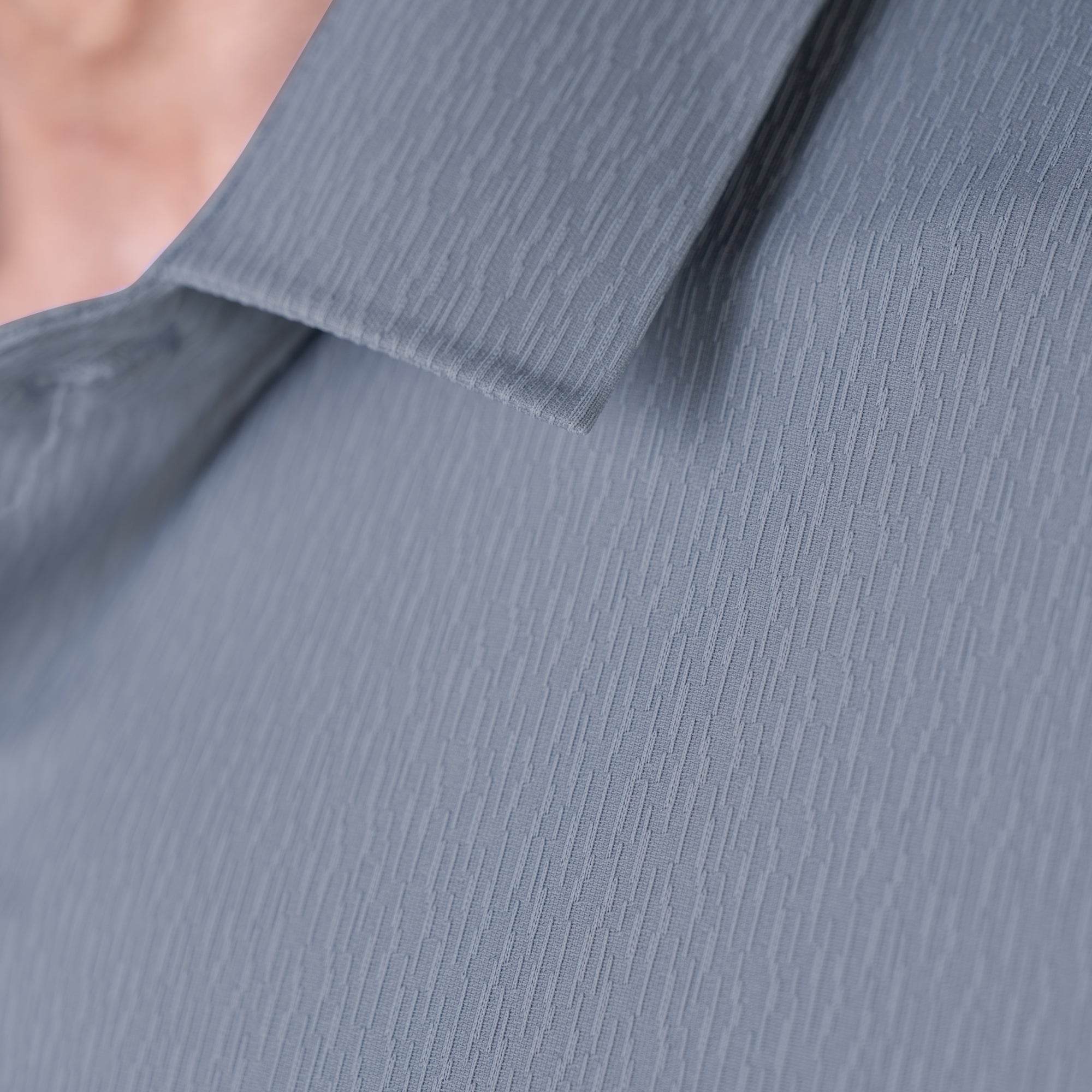 Hektor -Premium-Bonded- Open Button Shirt - Long Sleeve - Thick Thin Jacquard -Mens