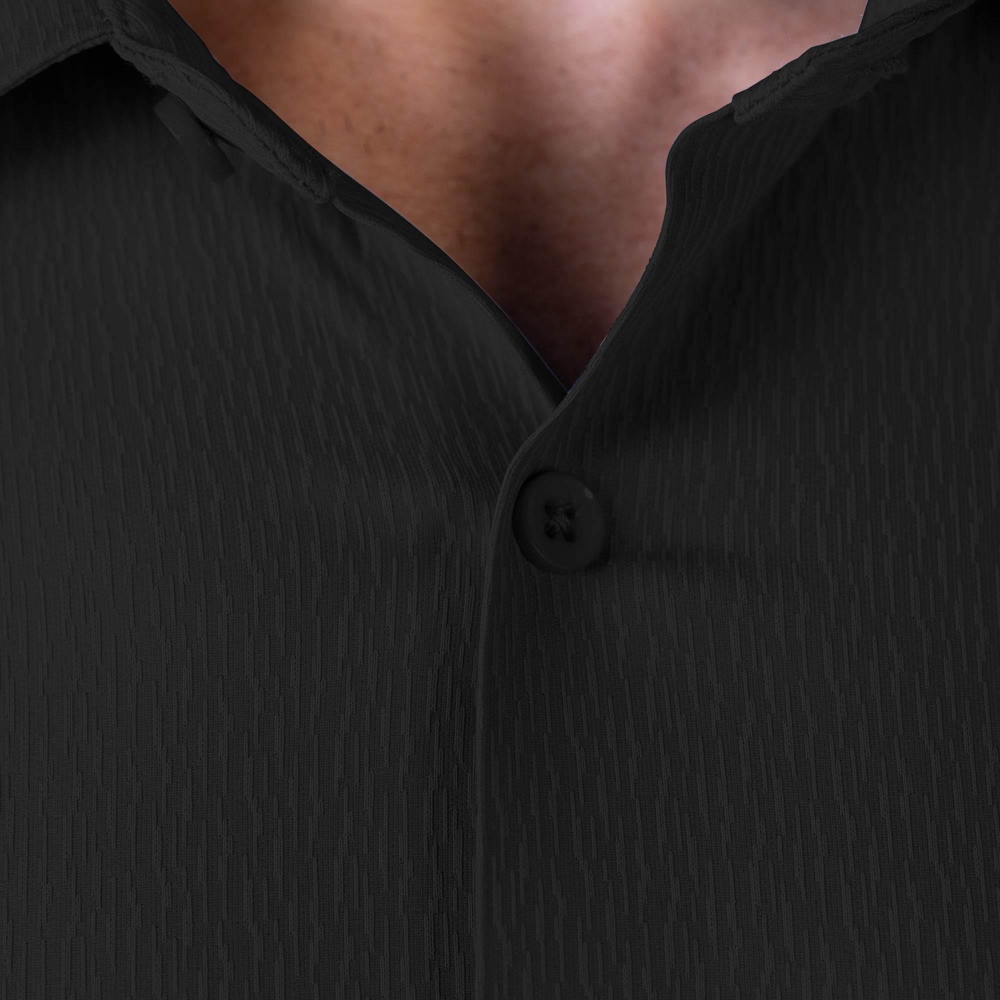 Hektor -Premium-Bonded- Open Button Shirt - Long Sleeve - Thick Thin Jacquard -Mens