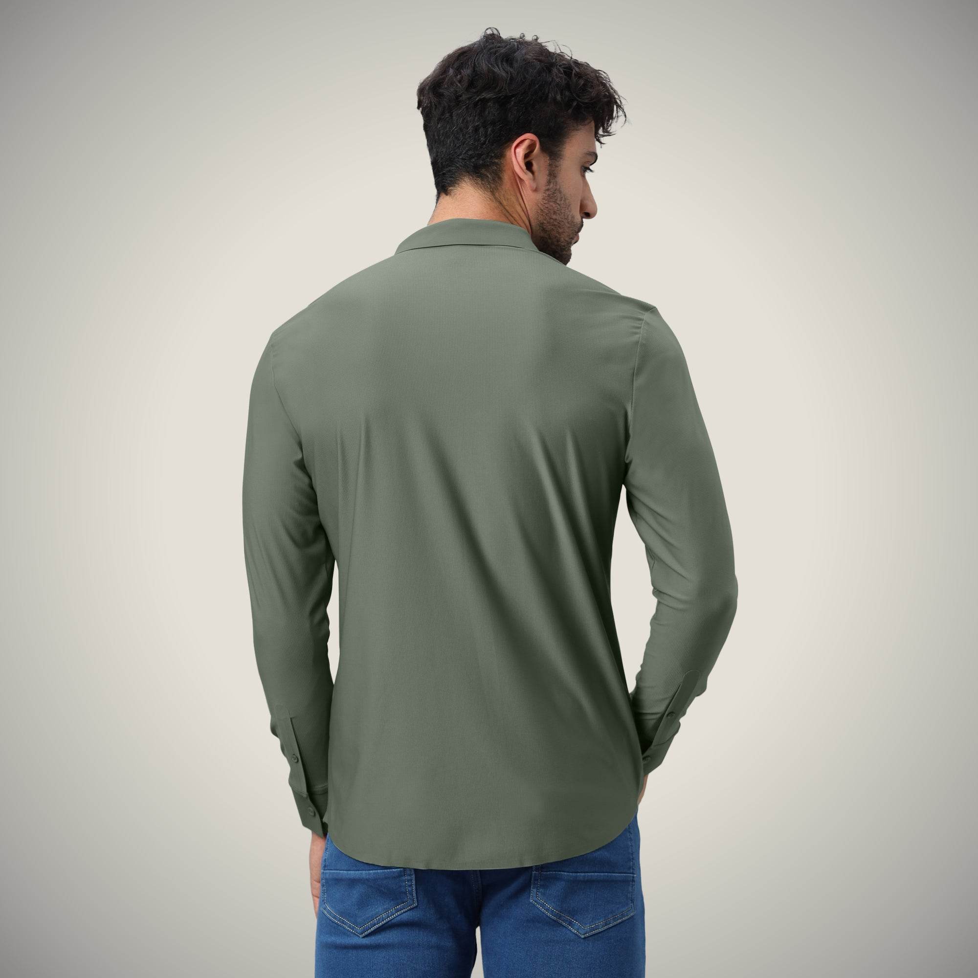 Hektor -Premium-Bonded- Open Button Shirt - Long Sleeve - Small Checks -Mens