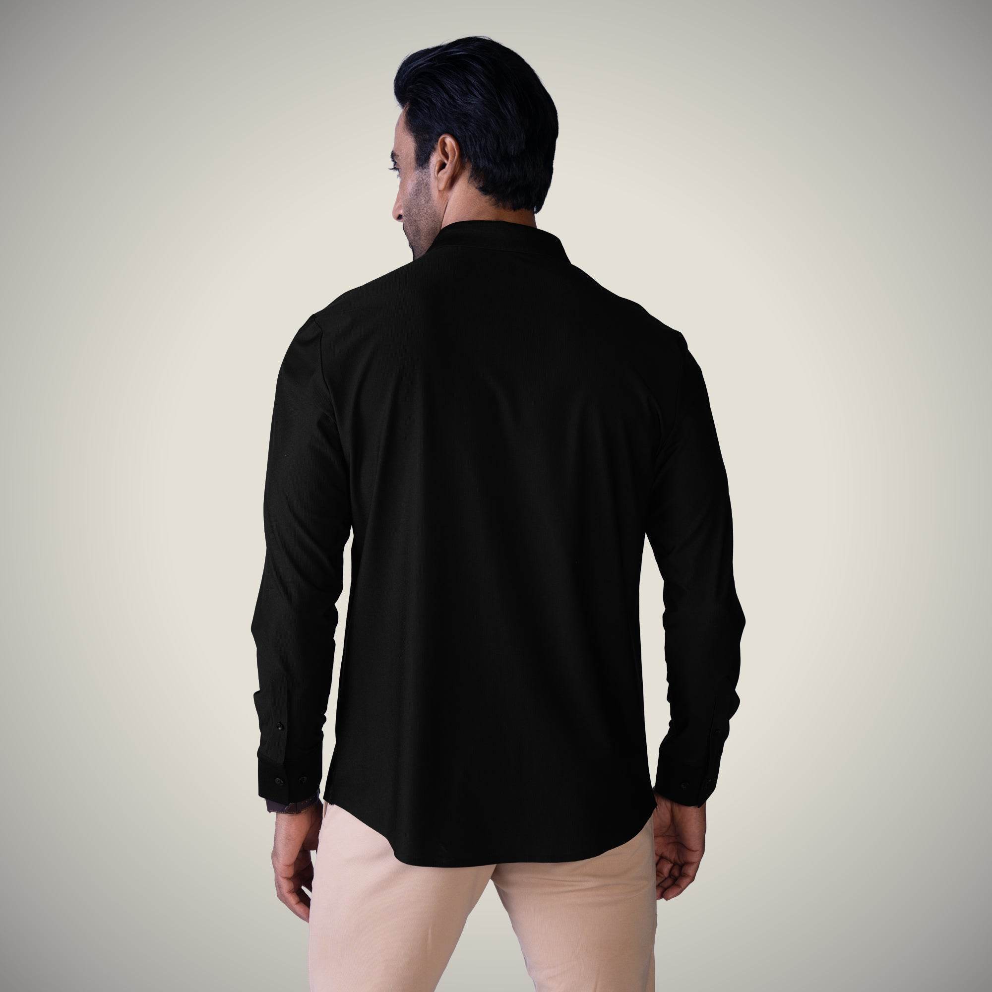 Hektor -Premium-Bonded- Open Button Shirt - Long Sleeve - Small Checks -Mens