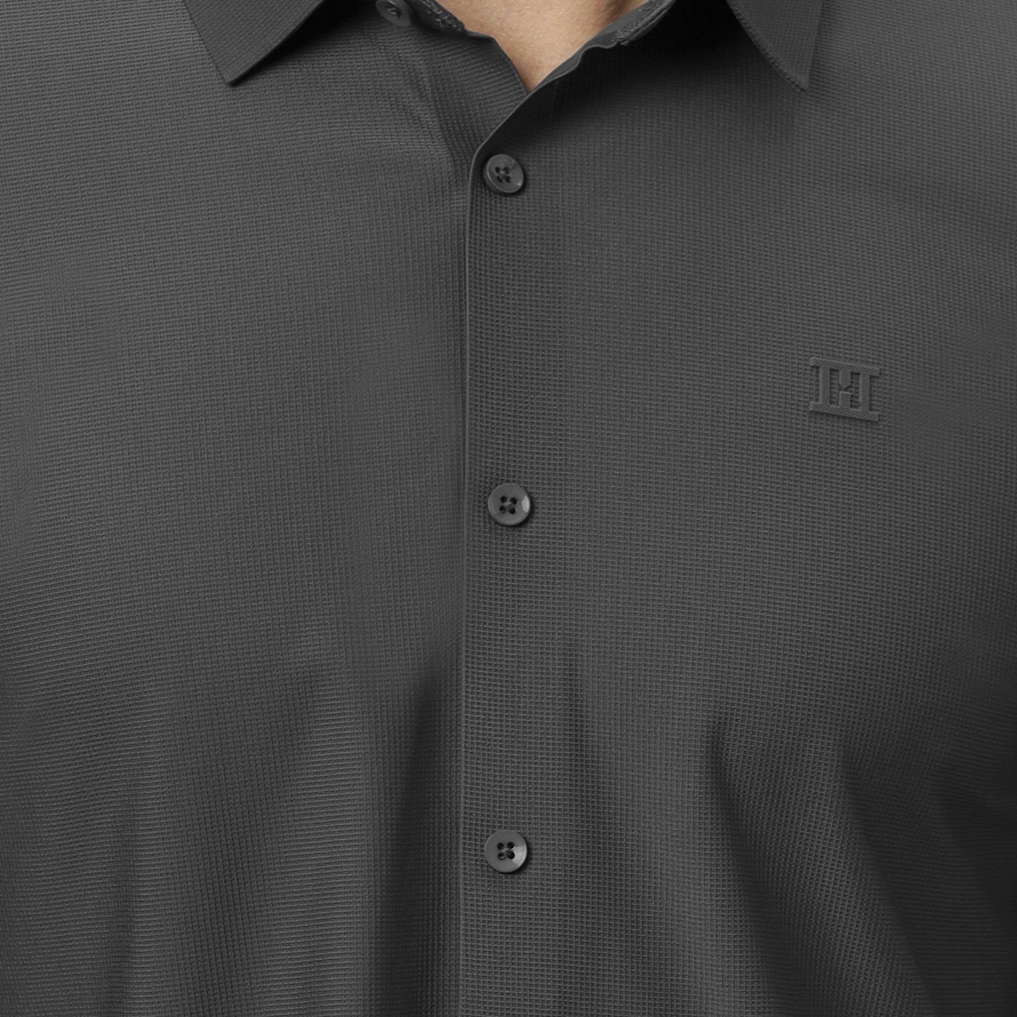 Hektor -Premium-Bonded- Open Button Shirt - Long Sleeve - Small Checks -Mens