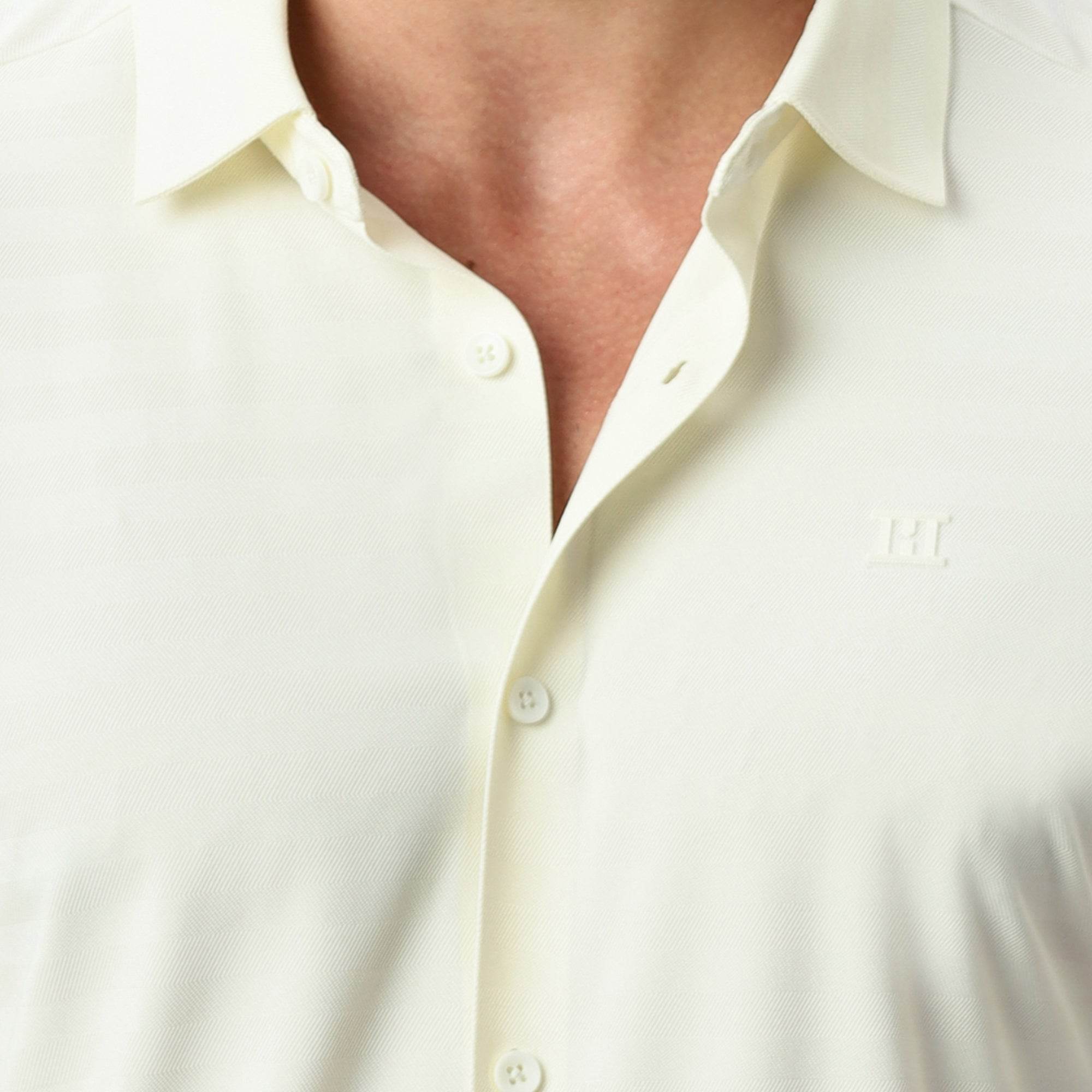 Hektor -Premium-Bonded- Open Button Shirt - Short Sleeve - Herring Bone -Mens