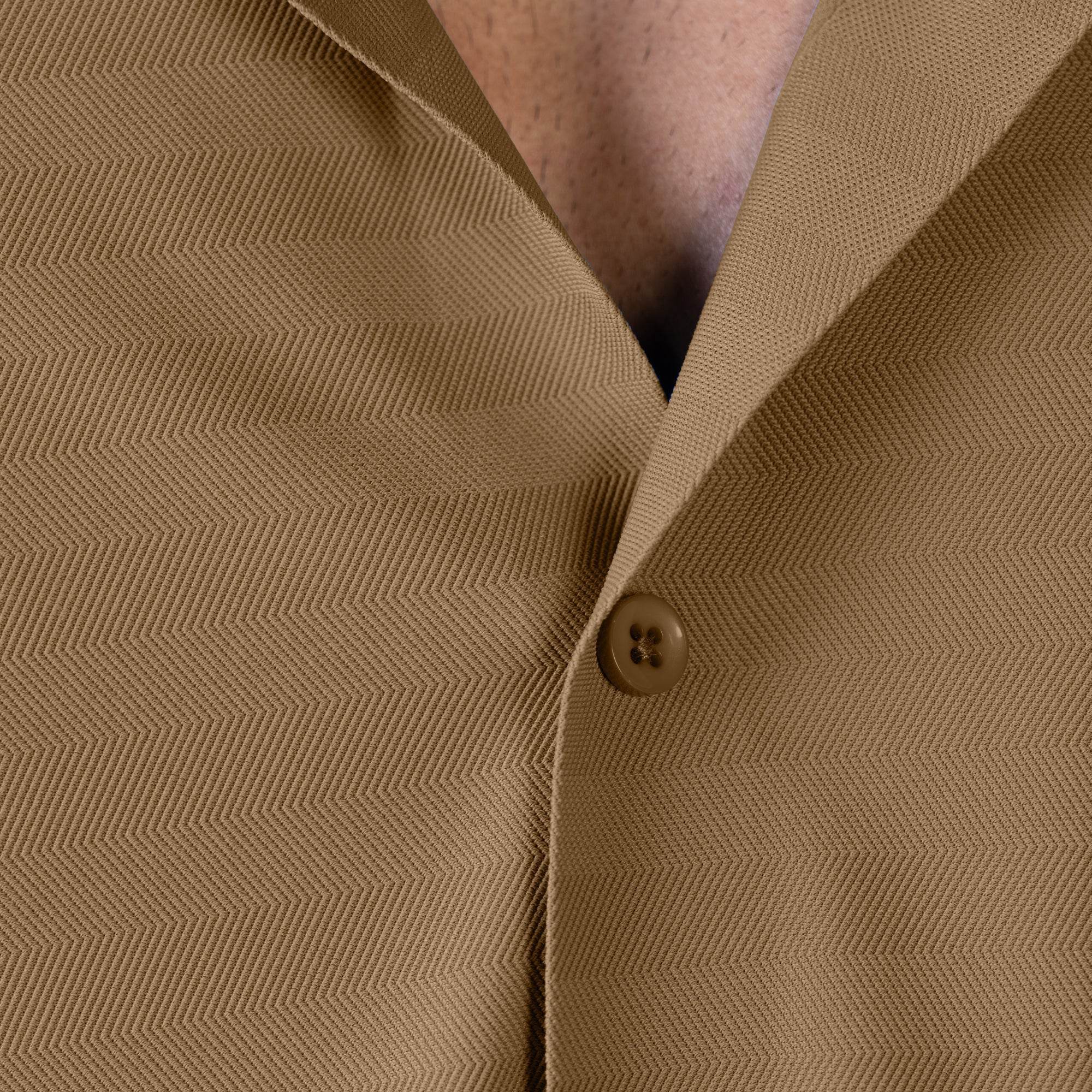 Hektor -Premium-Bonded- Open Button Shirt - Short Sleeve - Herring Bone -Mens