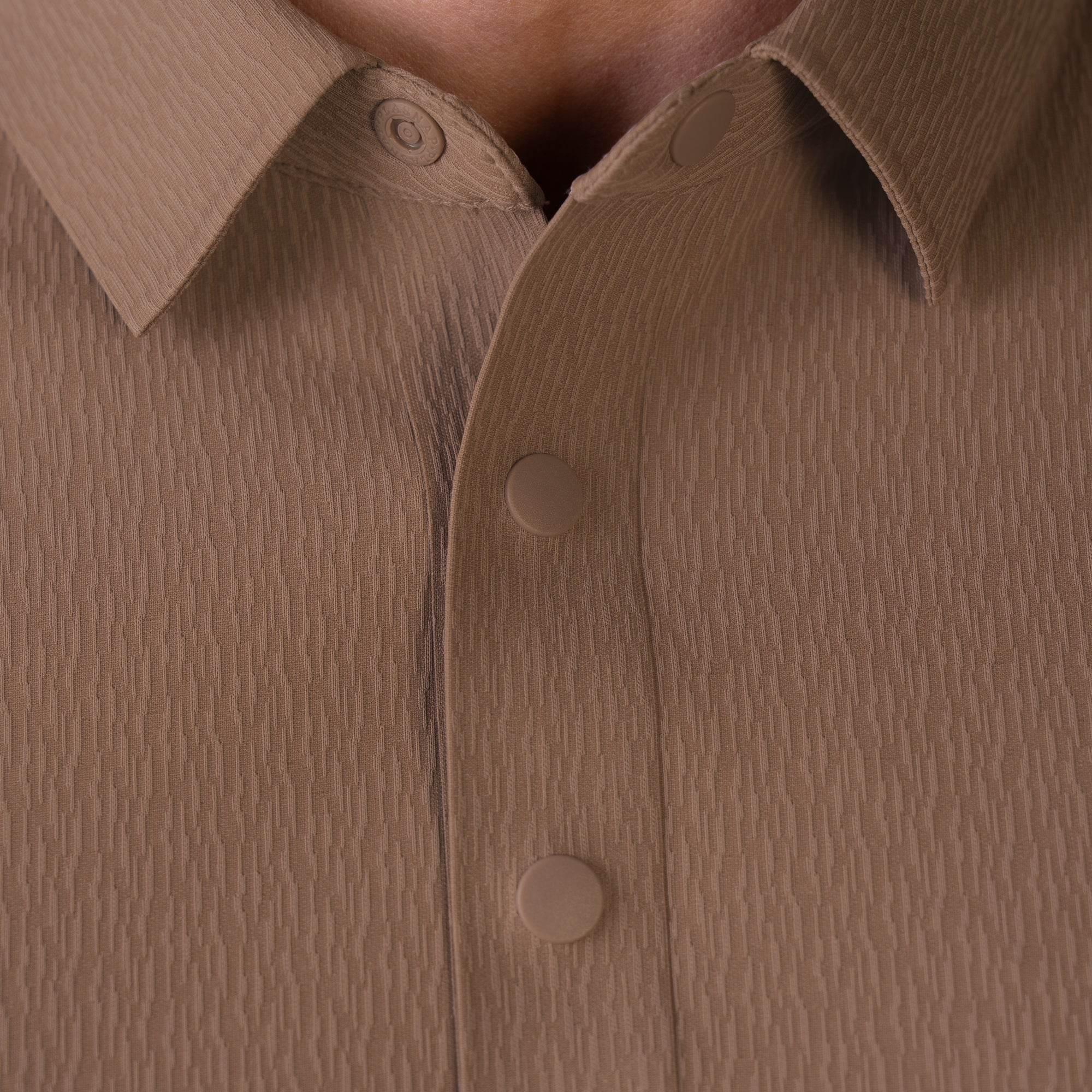 Hektor -Premium-Bonded- Snap Button Polo - Thick Thin Jacquard T Shirt -Mens