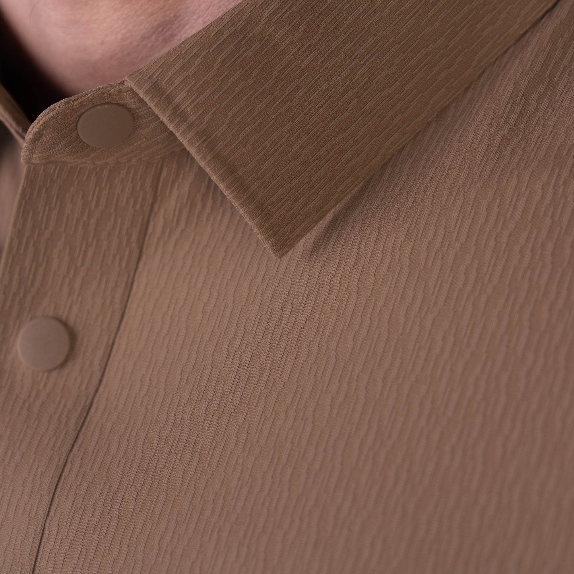 Hektor -Premium-Bonded- Snap Button Polo - Thick Thin Jacquard T Shirt -Mens