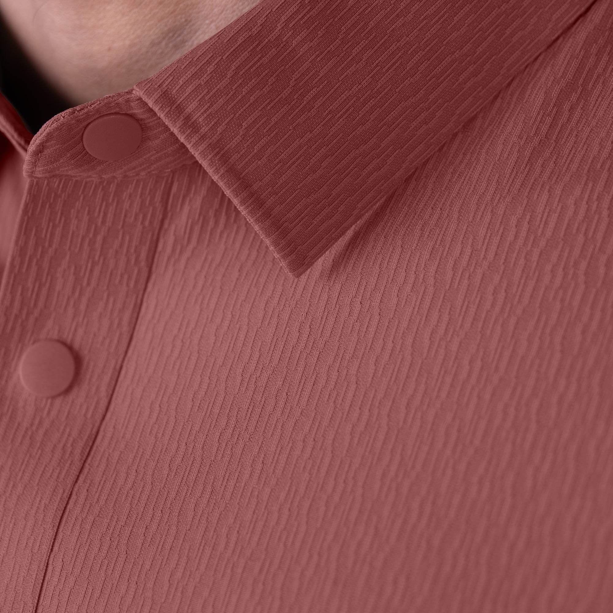 Hektor -Premium-Bonded- Snap Button Polo - Thick Thin Jacquard T Shirt -Mens