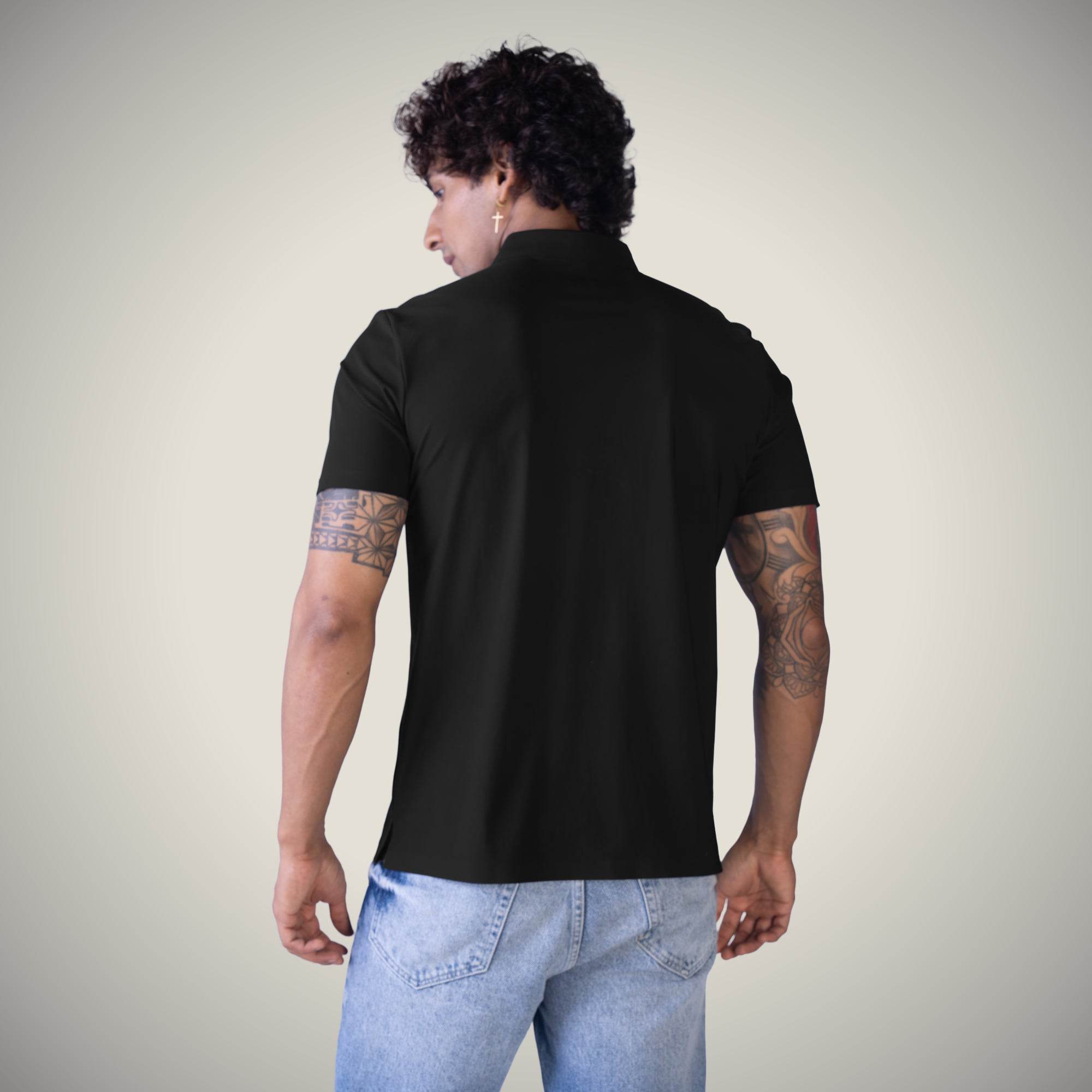 Hektor -Premium-Bonded- Snap Button Polo - Big Checks T Shirt -Mens