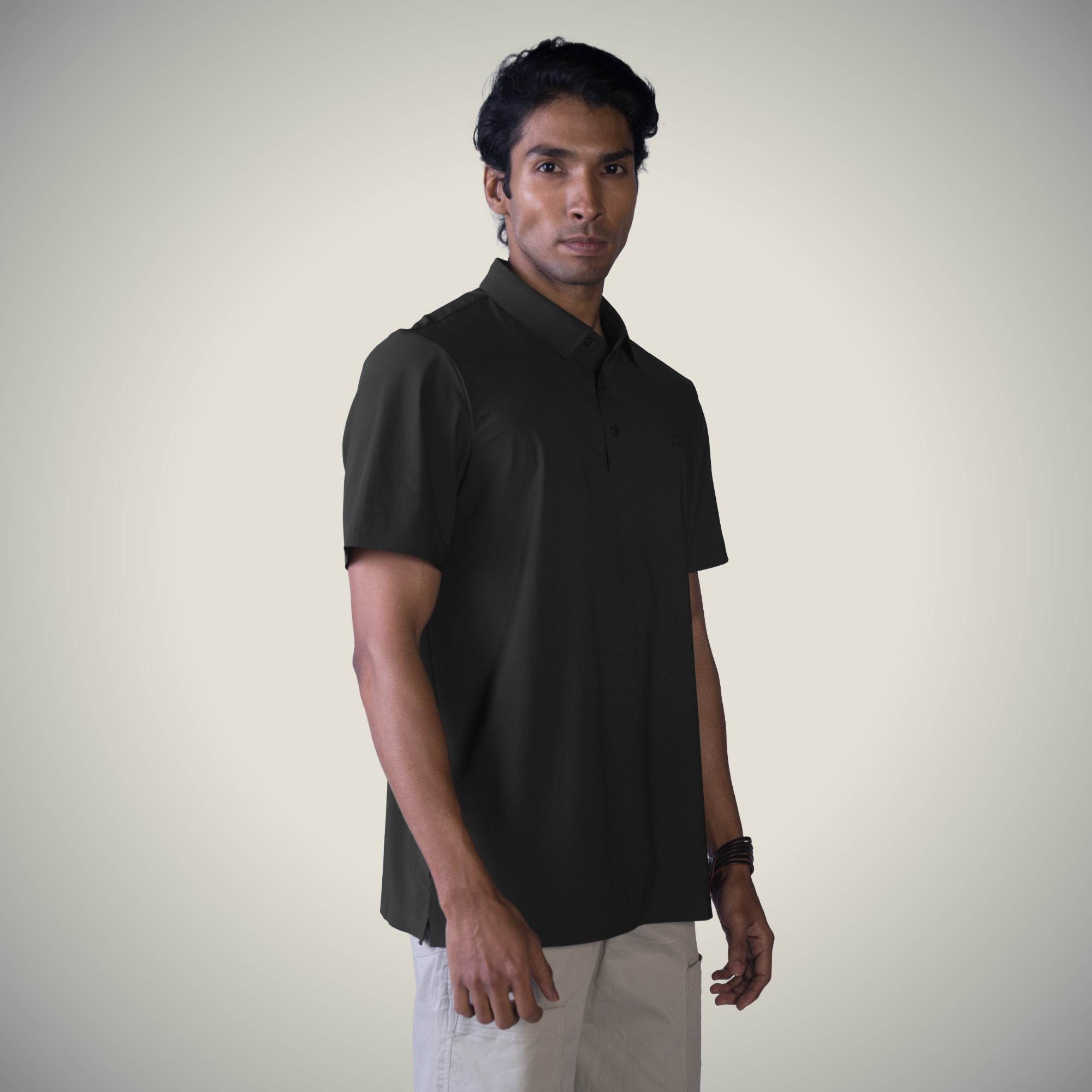 Hektor -Premium-Bonded- Snap Button Polo - Big Checks T Shirt -Mens
