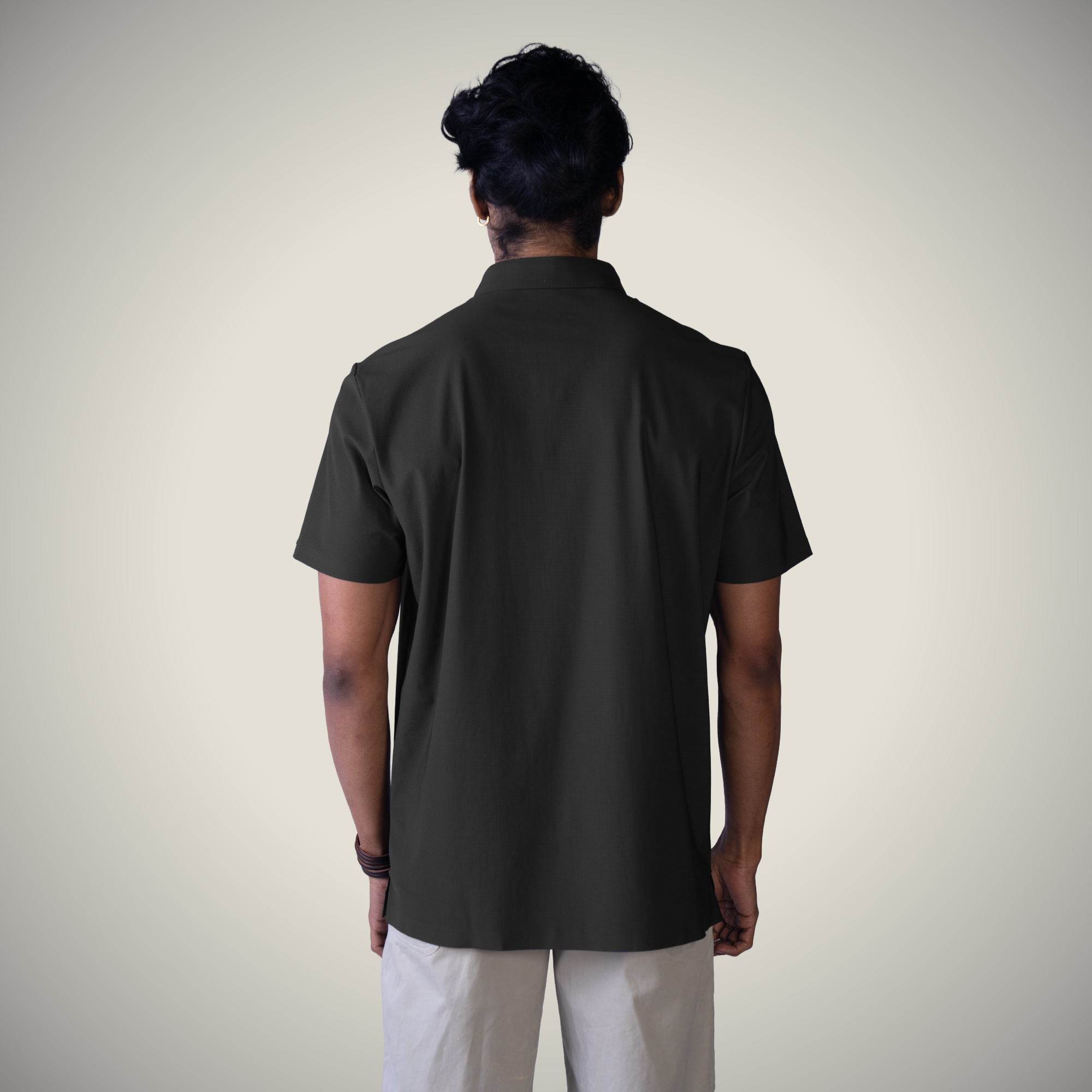 Hektor -Premium-Bonded- Snap Button Polo - Big Checks T Shirt -Mens