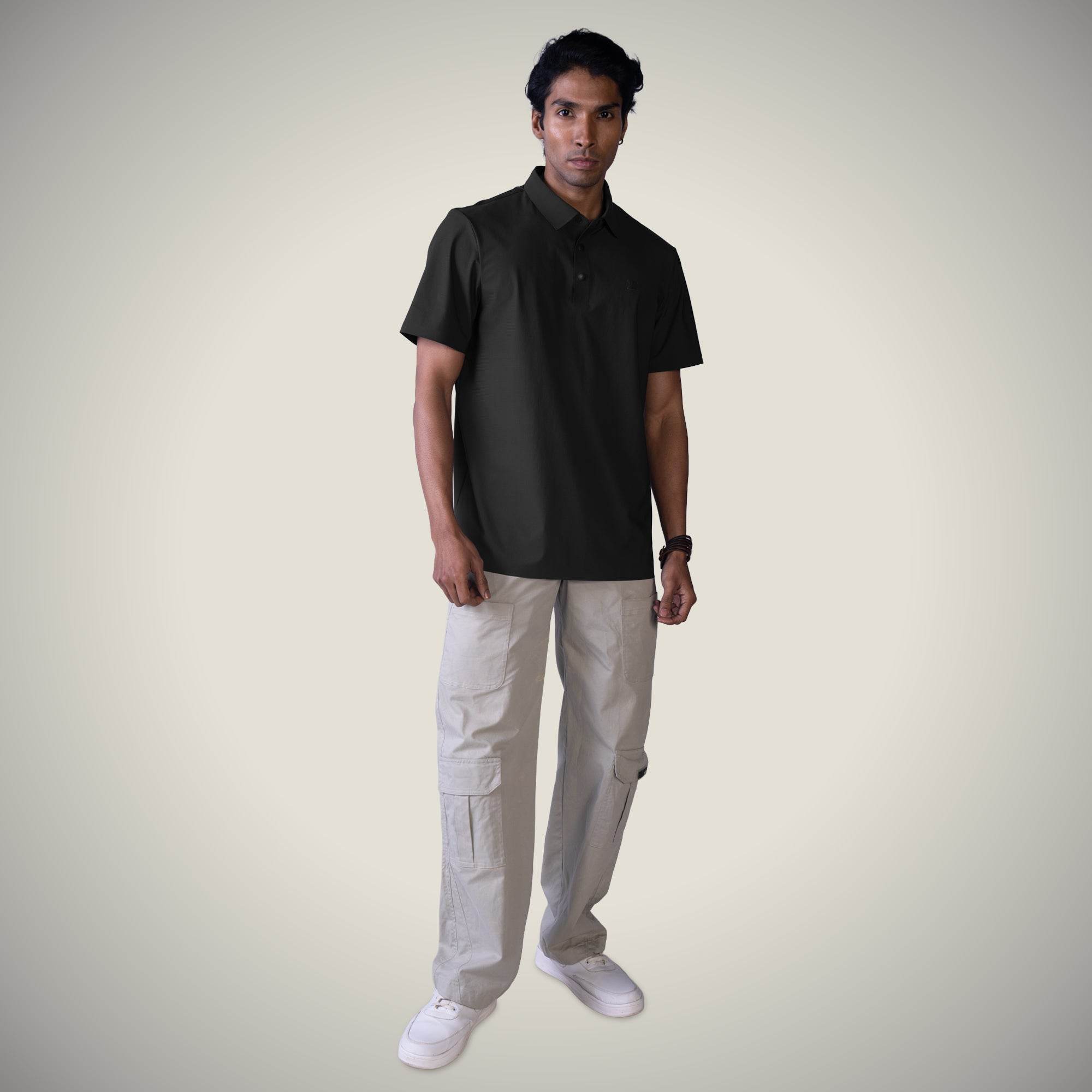 Hektor -Premium-Bonded- Snap Button Polo - Big Checks T Shirt -Mens