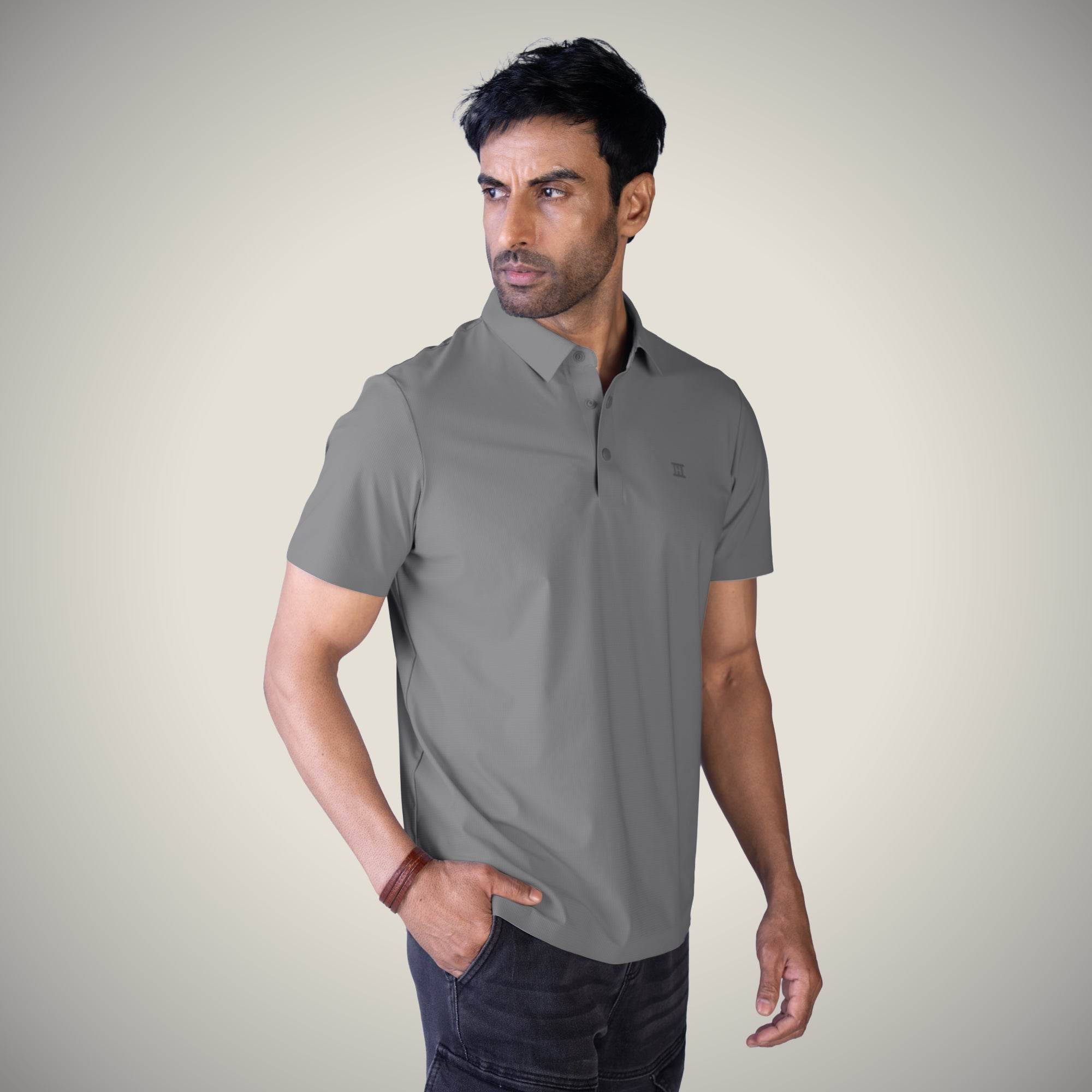 Hektor -Premium-Bonded- Snap Button Polo - Big Checks T Shirt -Mens
