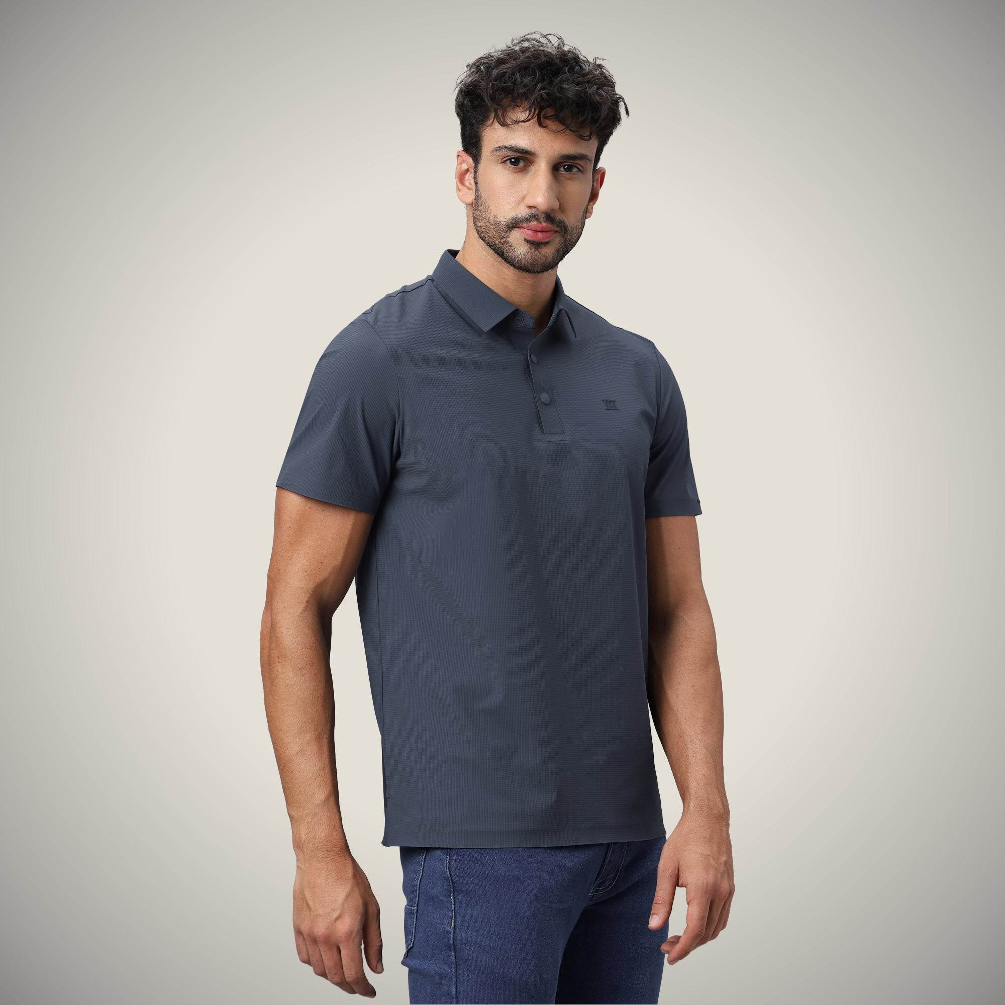 Hektor -Premium-Bonded- Snap Button Polo - Big Checks T Shirt -Mens