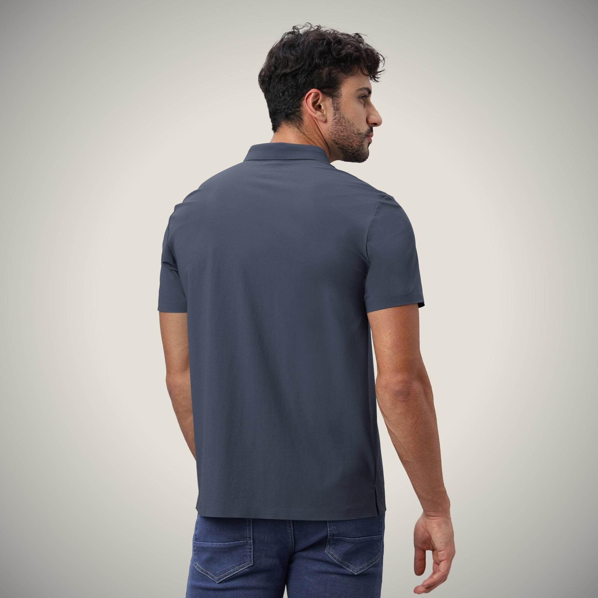 Hektor -Premium-Bonded- Snap Button Polo - Big Checks T Shirt -Mens