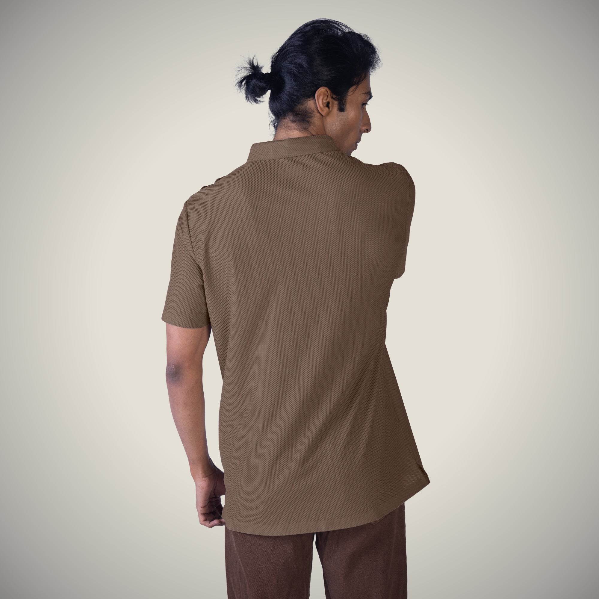 Hektor -Premium-Bonded- Snap Button Polo - Bubble Jacquard T Shirt -Mens