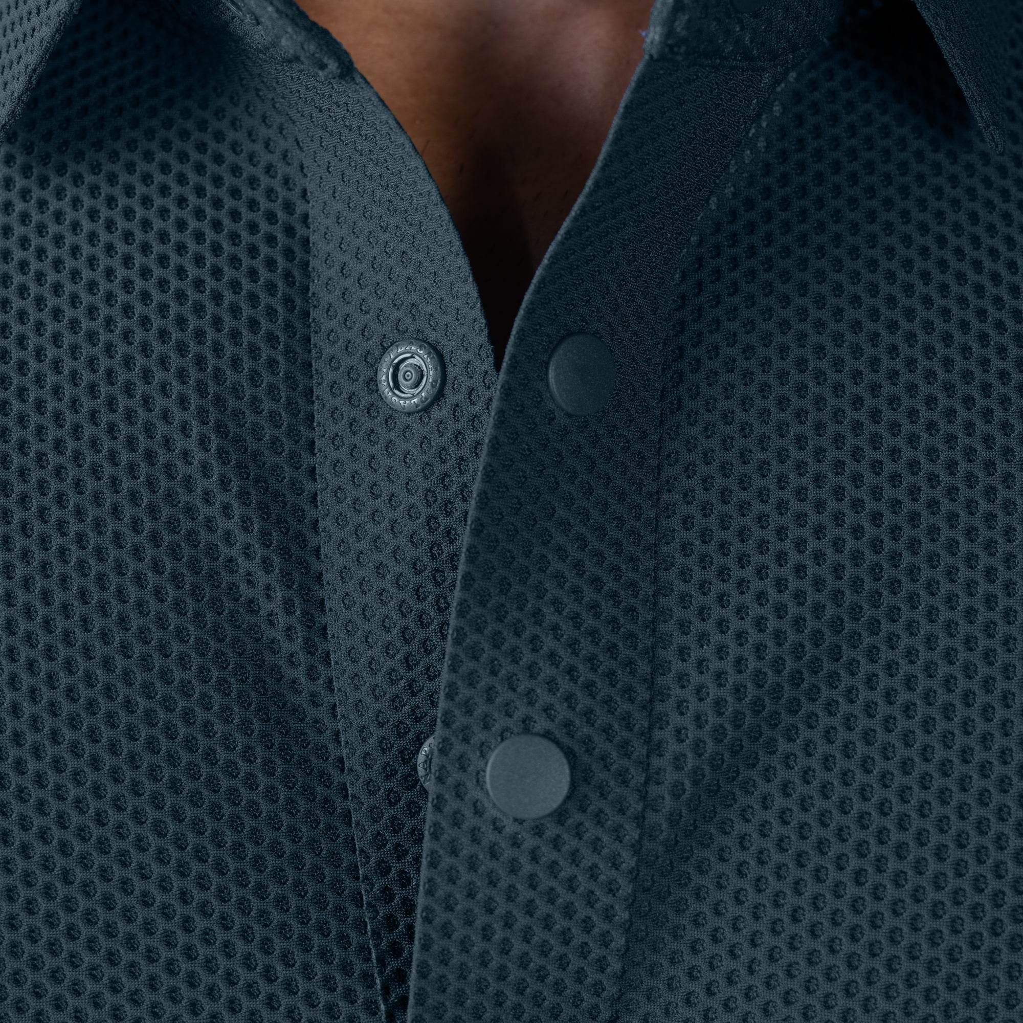 Hektor -Premium-Bonded- Snap Button Polo - Bubble Jacquard T Shirt -Mens